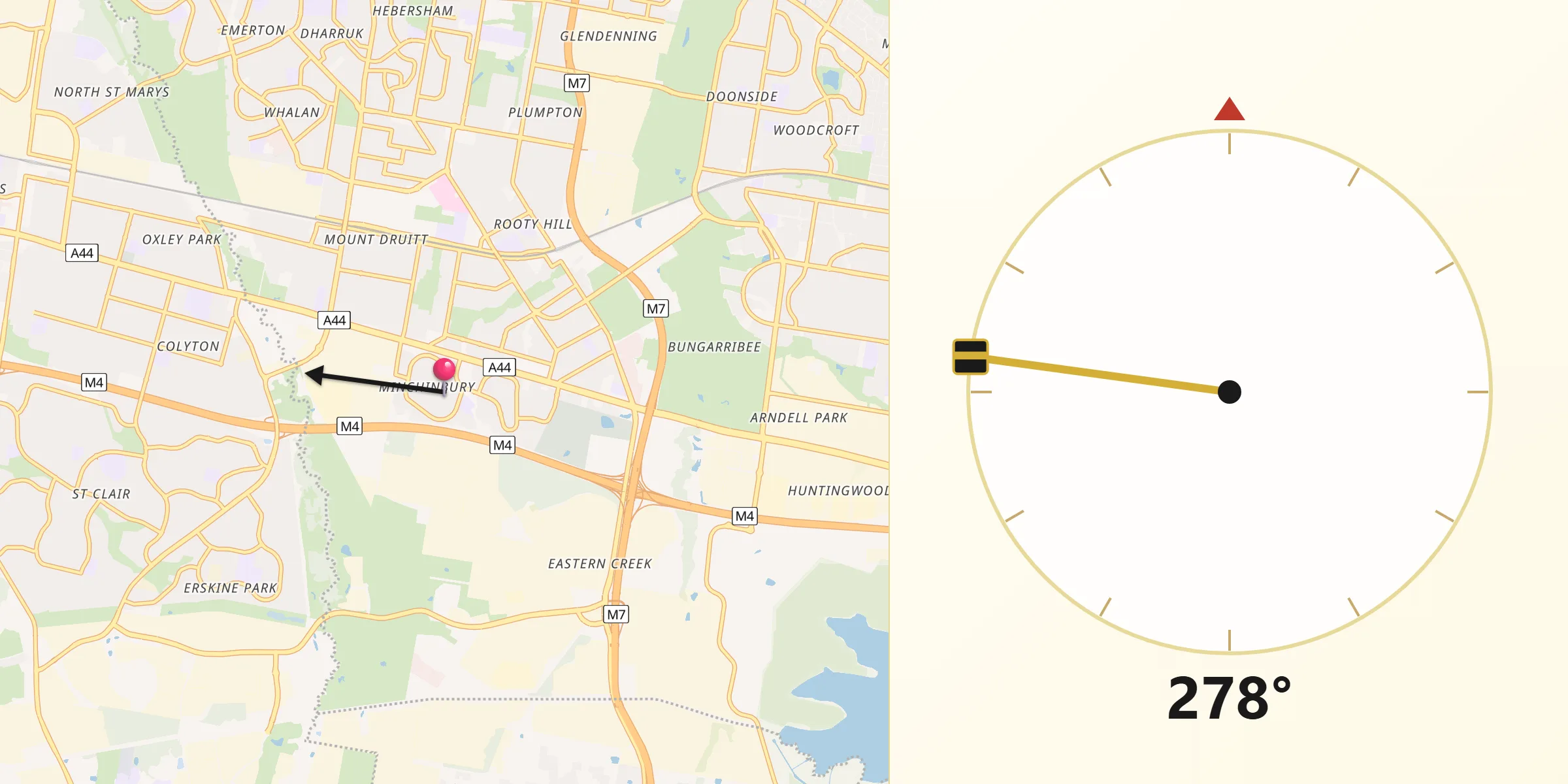 Qibla Direction from Minchinbury