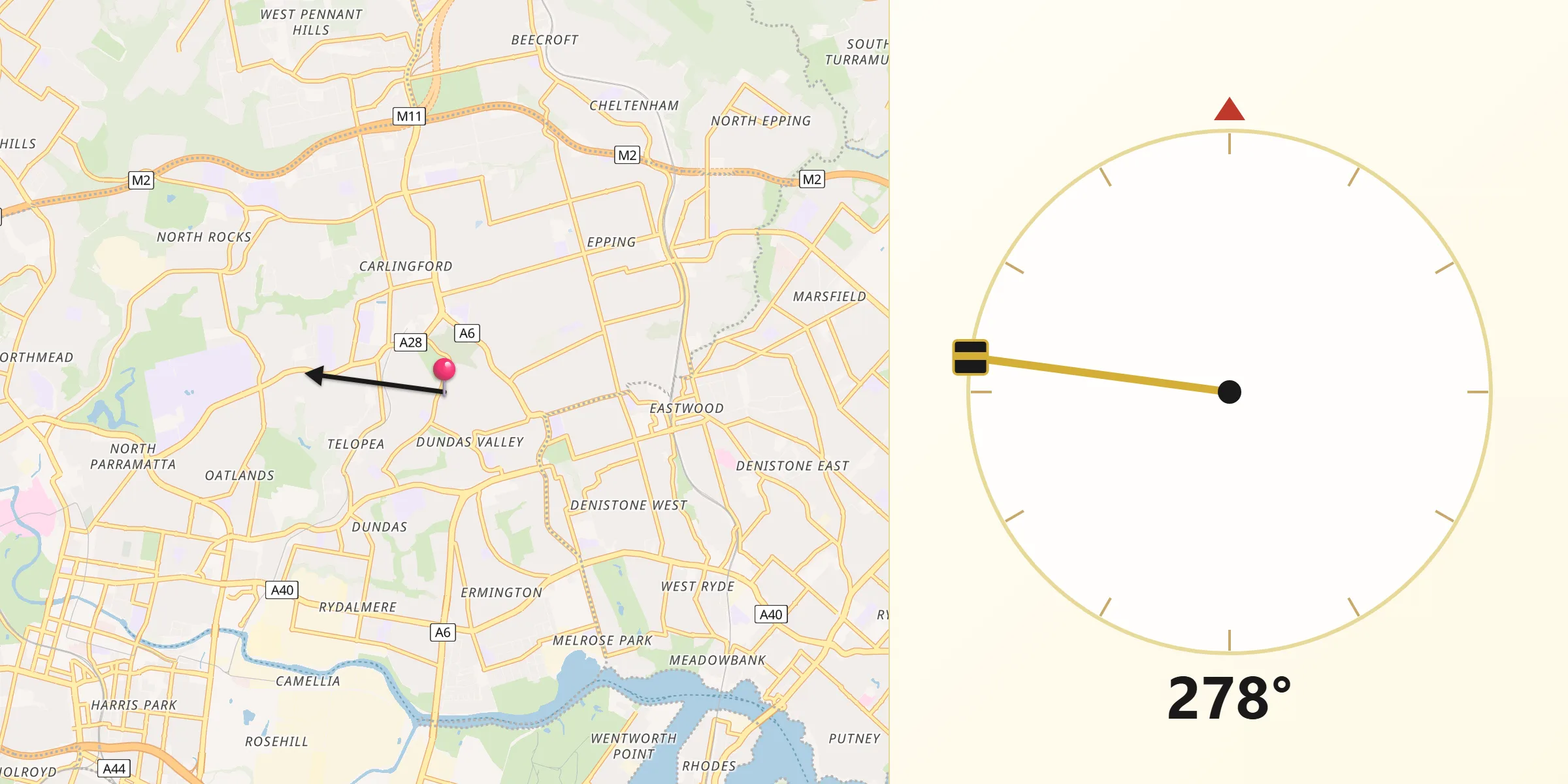 Qibla Direction from Dundas Valley