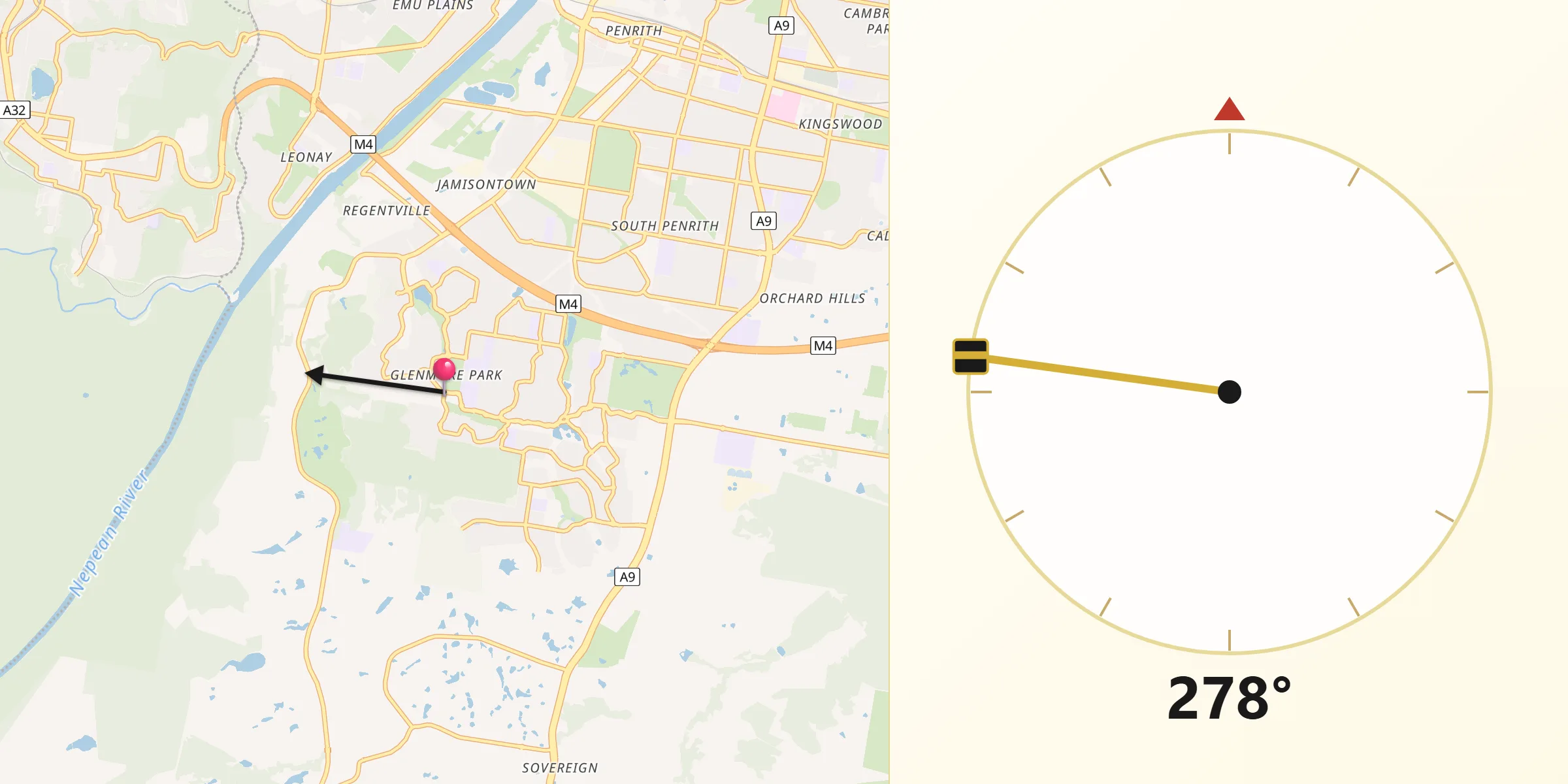 Qibla Direction from Glenmore Park