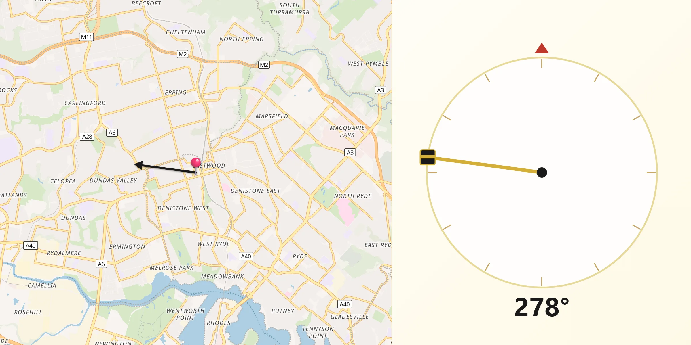 Qibla Direction from Eastwood