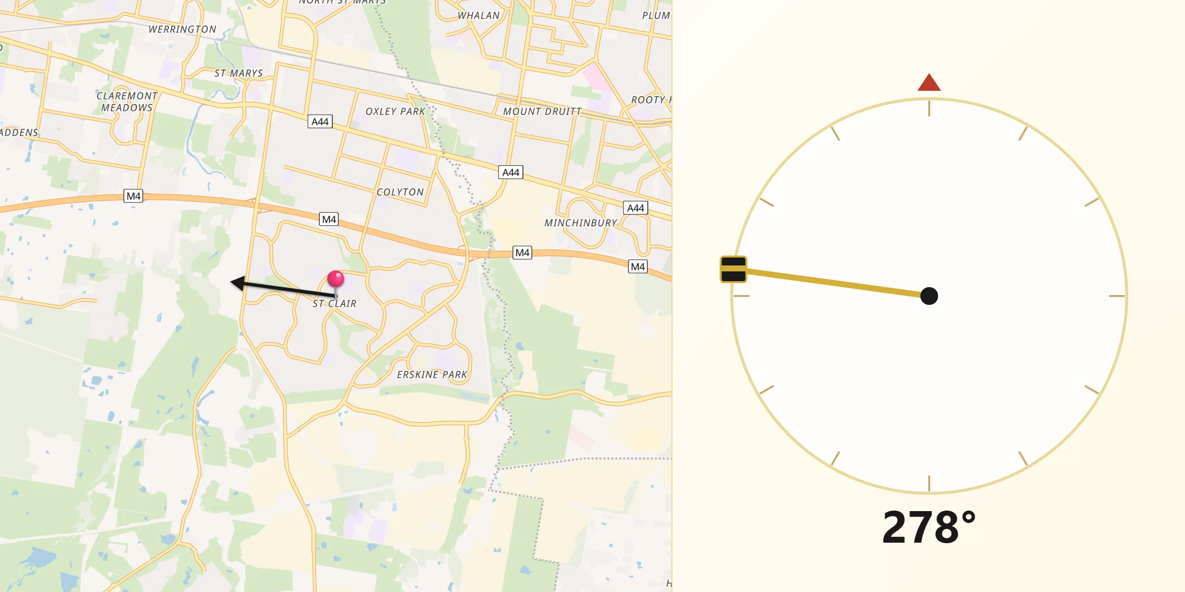 Qibla Direction from St Clair