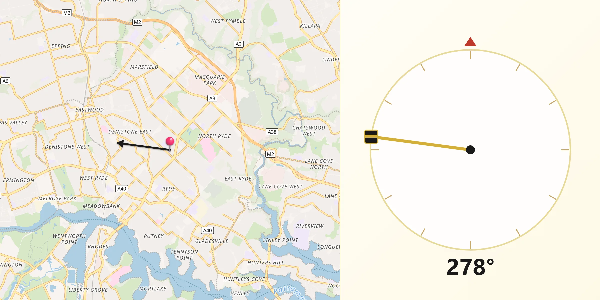 Qibla Direction from Ryde