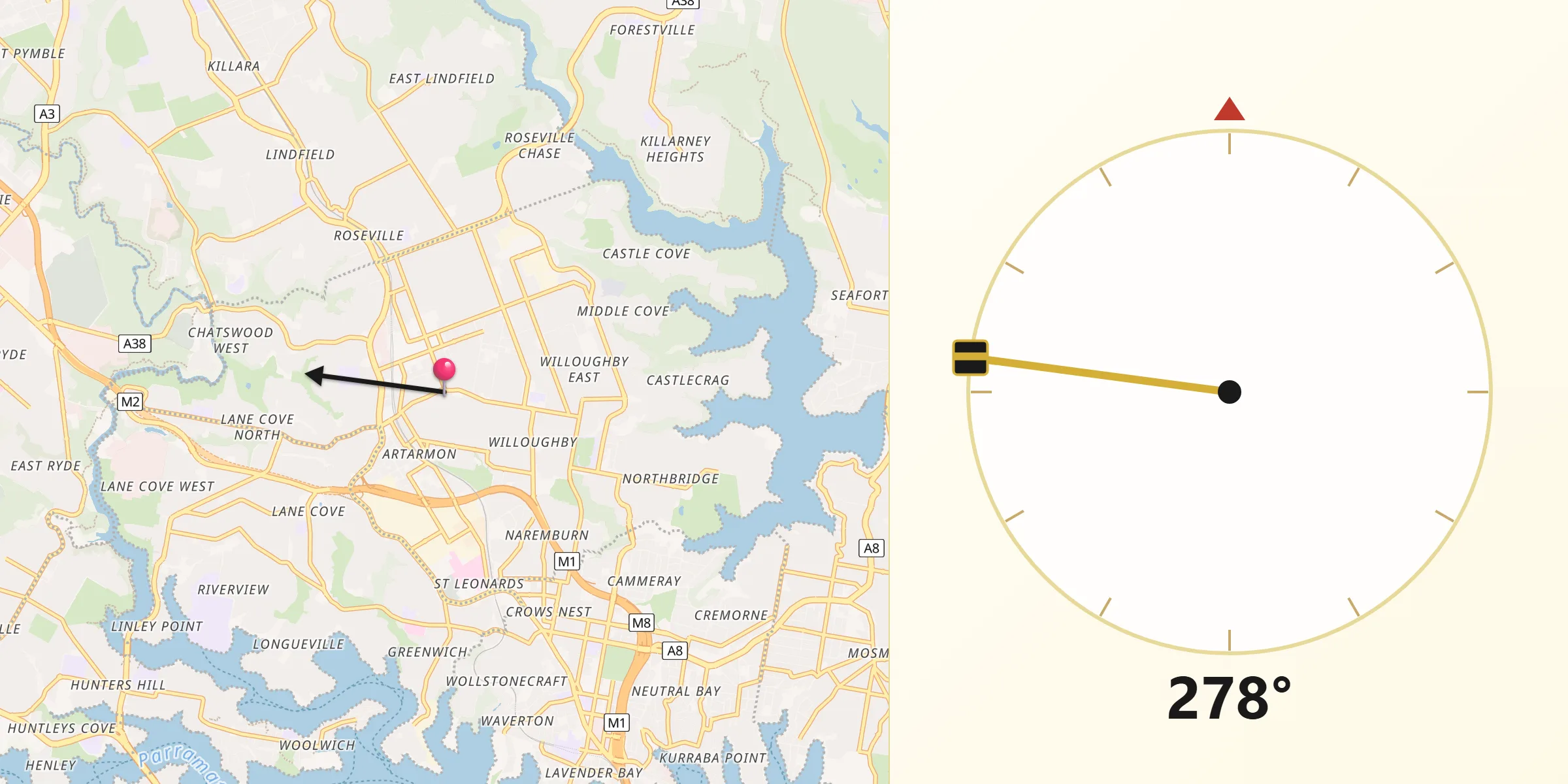 Qibla Direction from Willoughby
