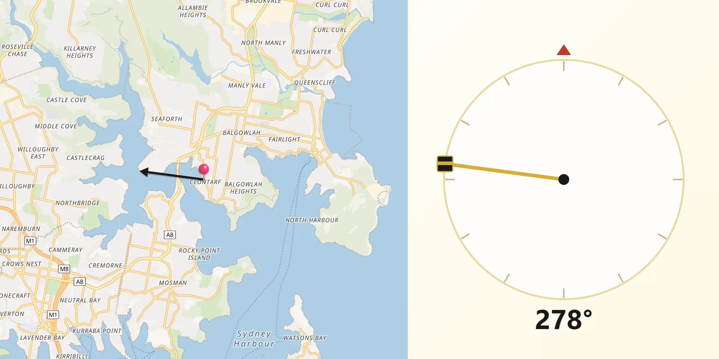 Qibla Direction from Clontarf