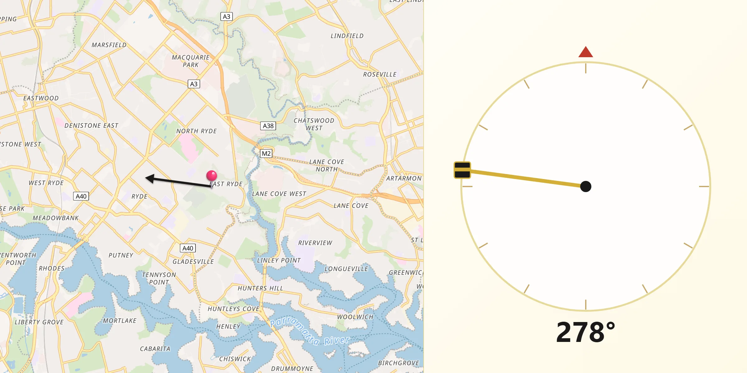 Qibla Direction from East Ryde