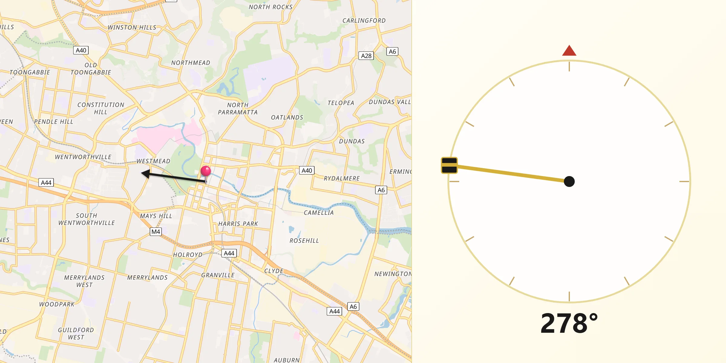 Qibla Direction from Parramatta