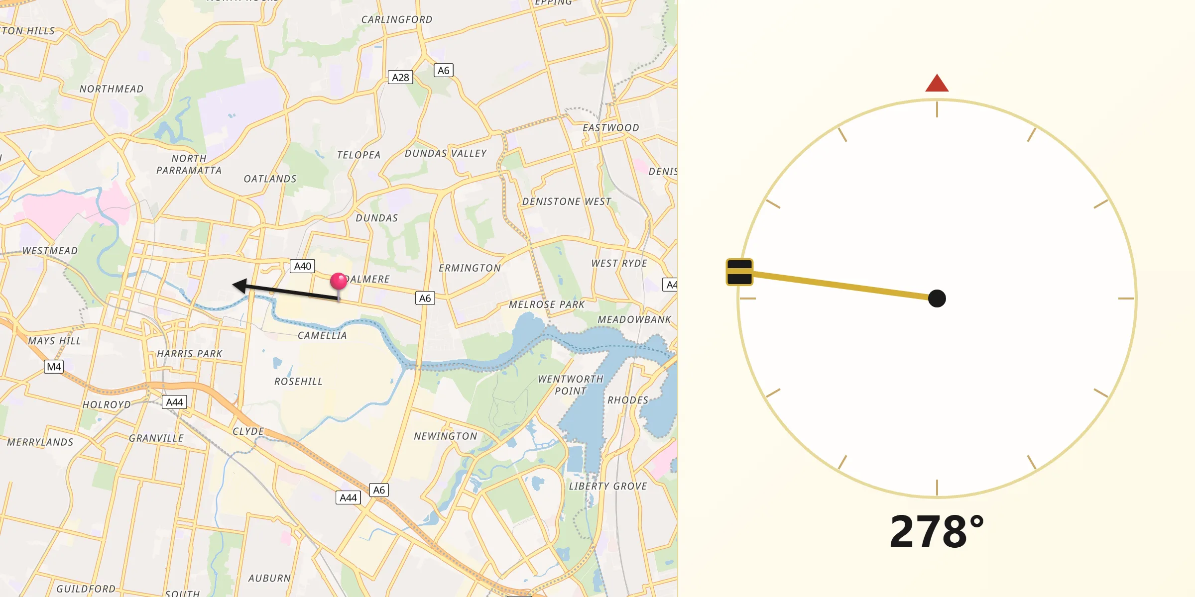 Qibla Direction from Rydalmere