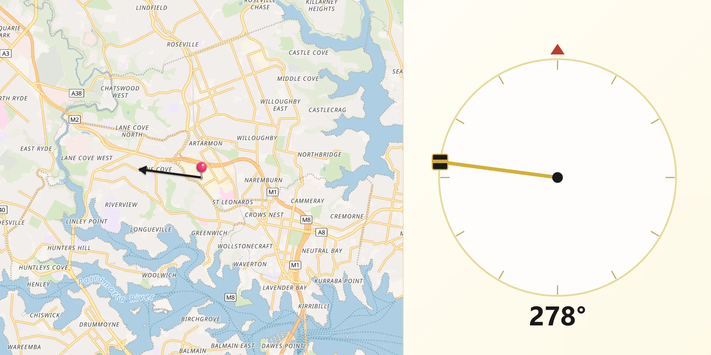 Qibla Direction from Artarmon
