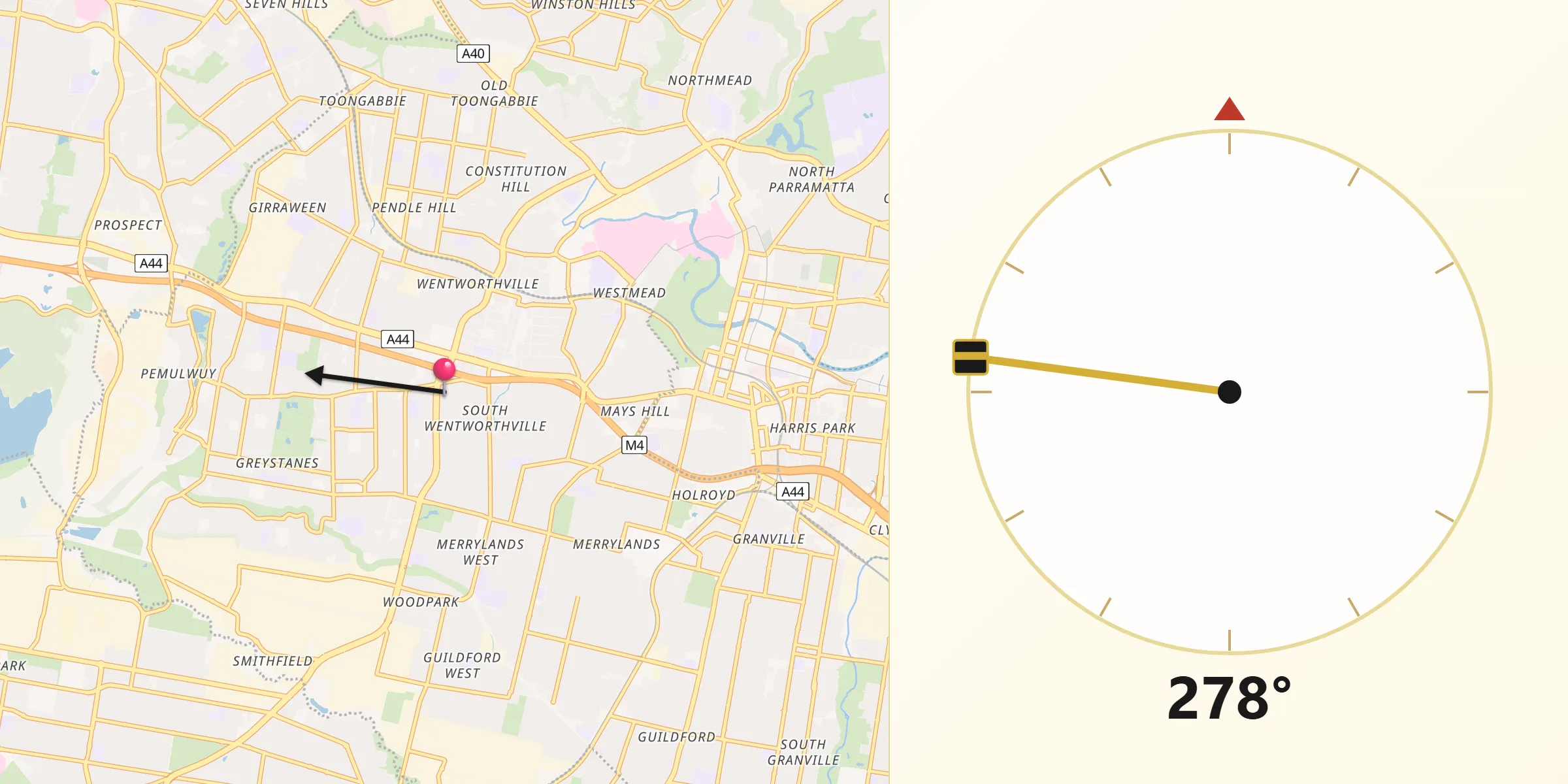 Qibla Direction from South Wentworthville