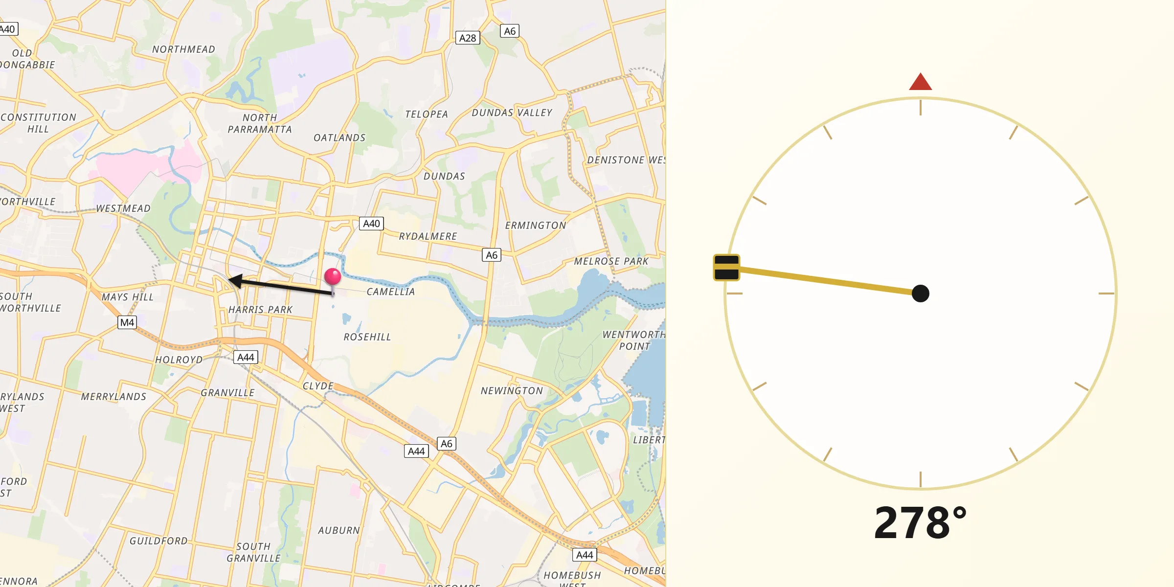 Qibla Direction from Rosehill