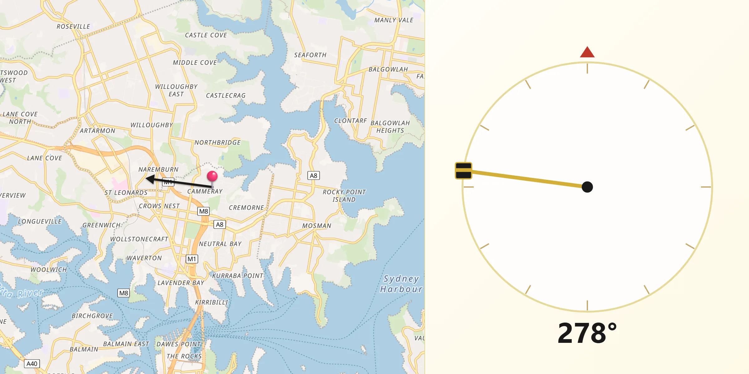 Qibla Direction from Cammeray