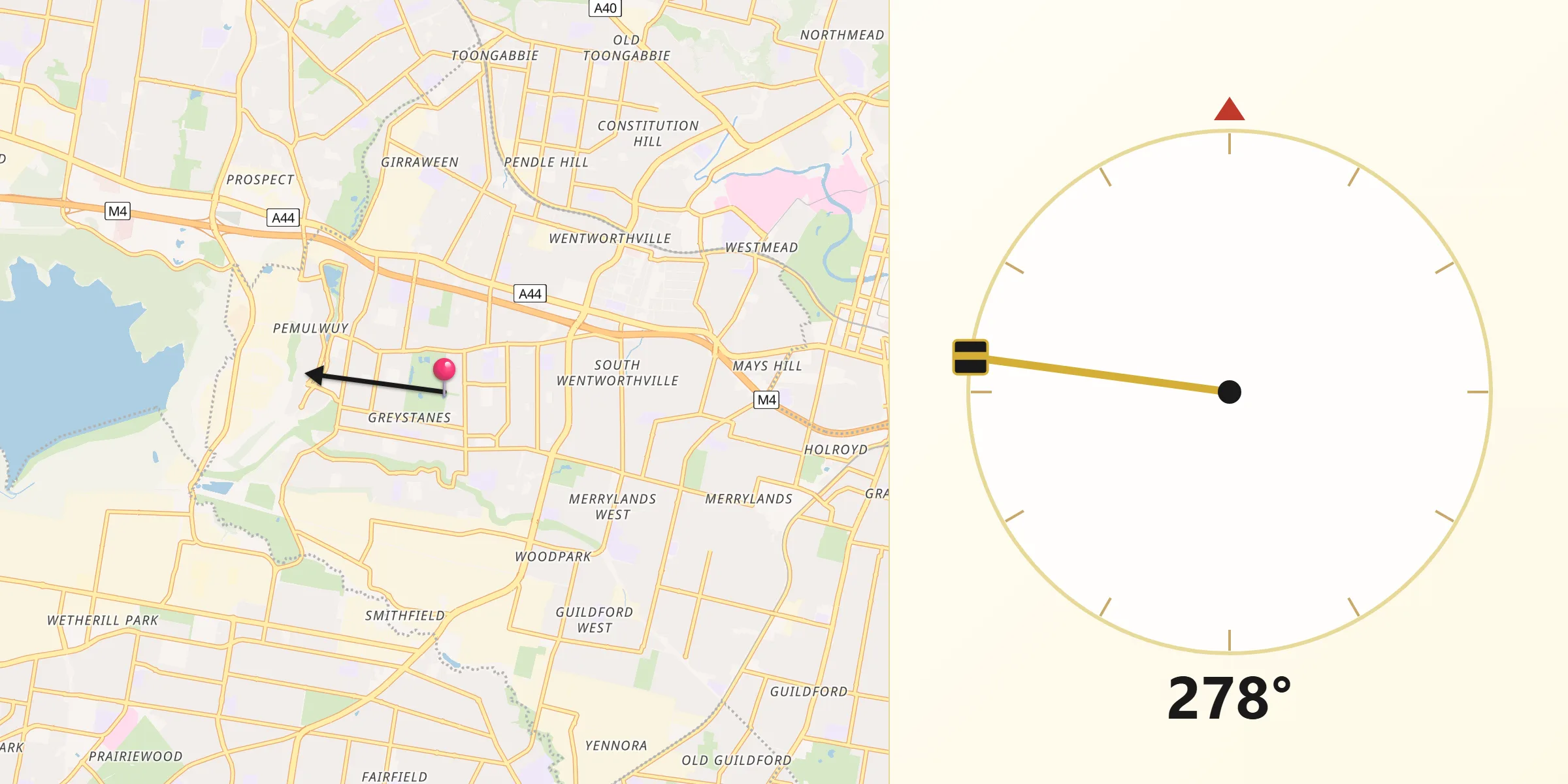 Qibla Direction from Greystanes