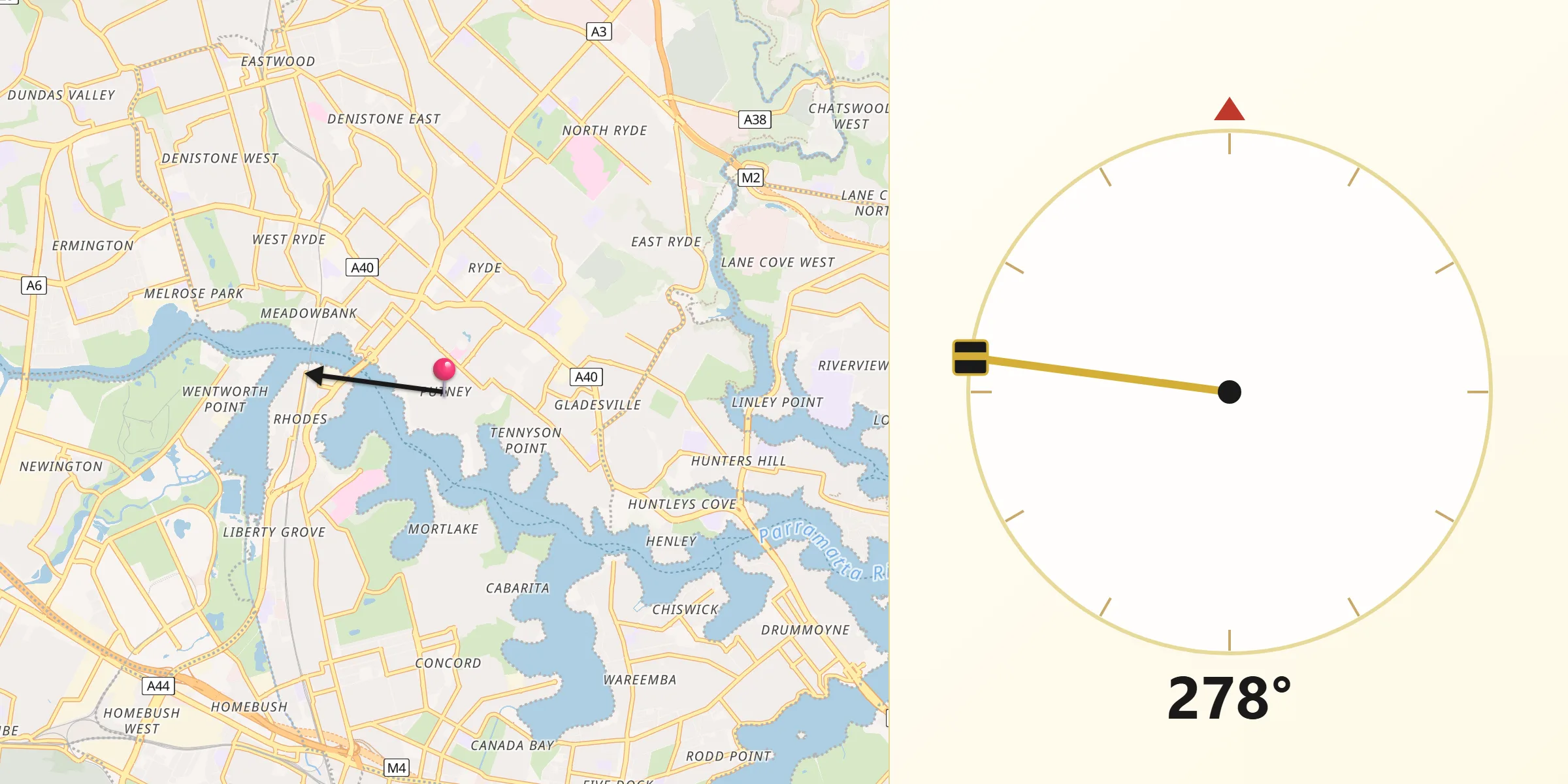 Qibla Direction from Putney
