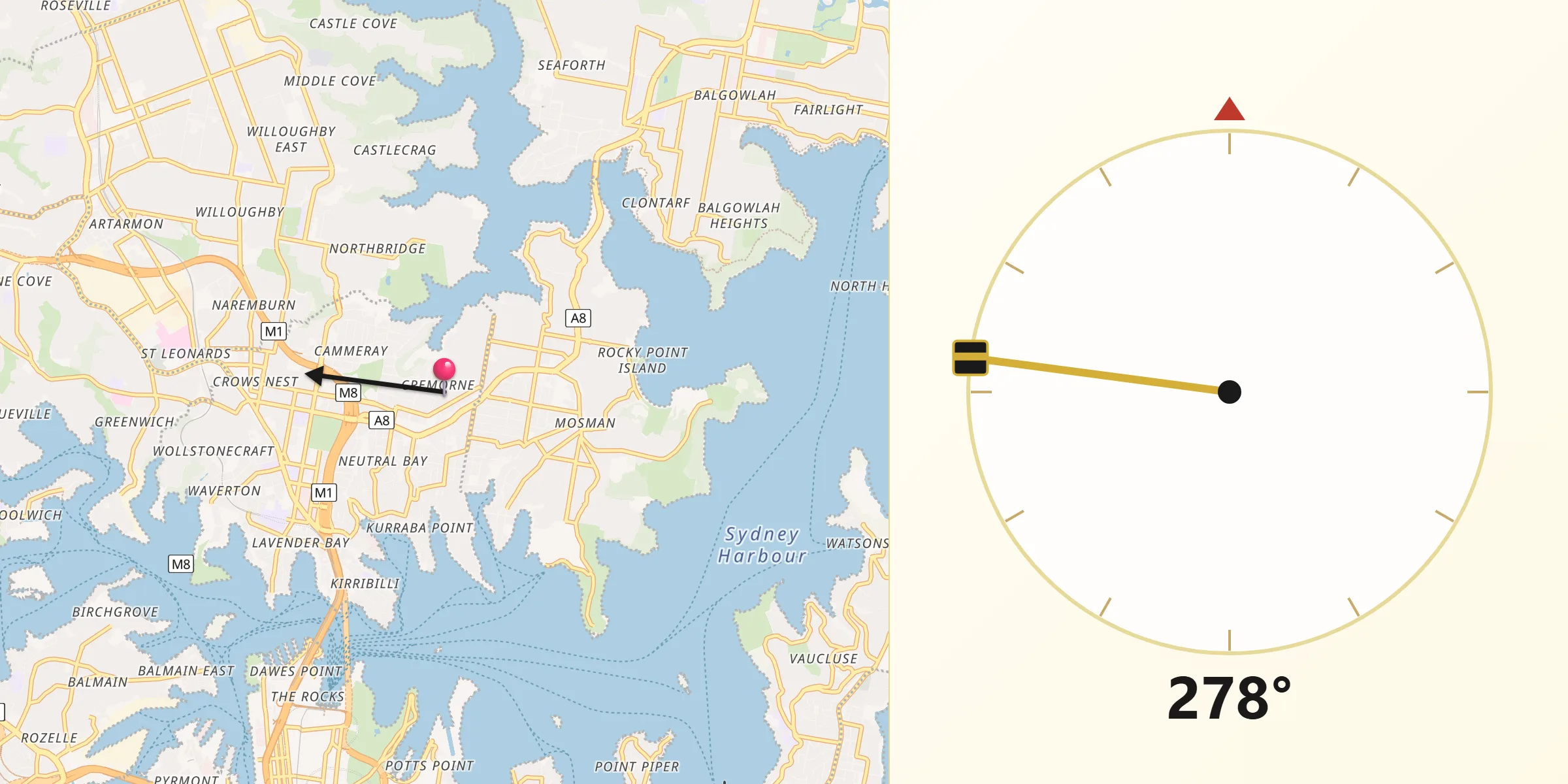 Qibla Direction from Cremorne