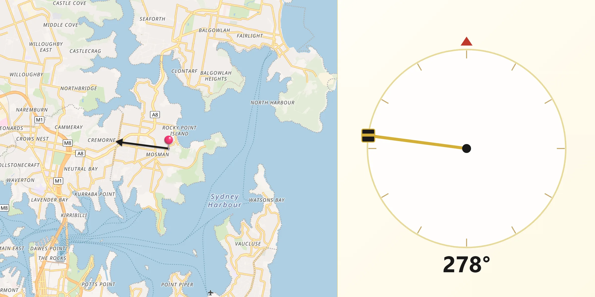Qibla Direction from Mosman