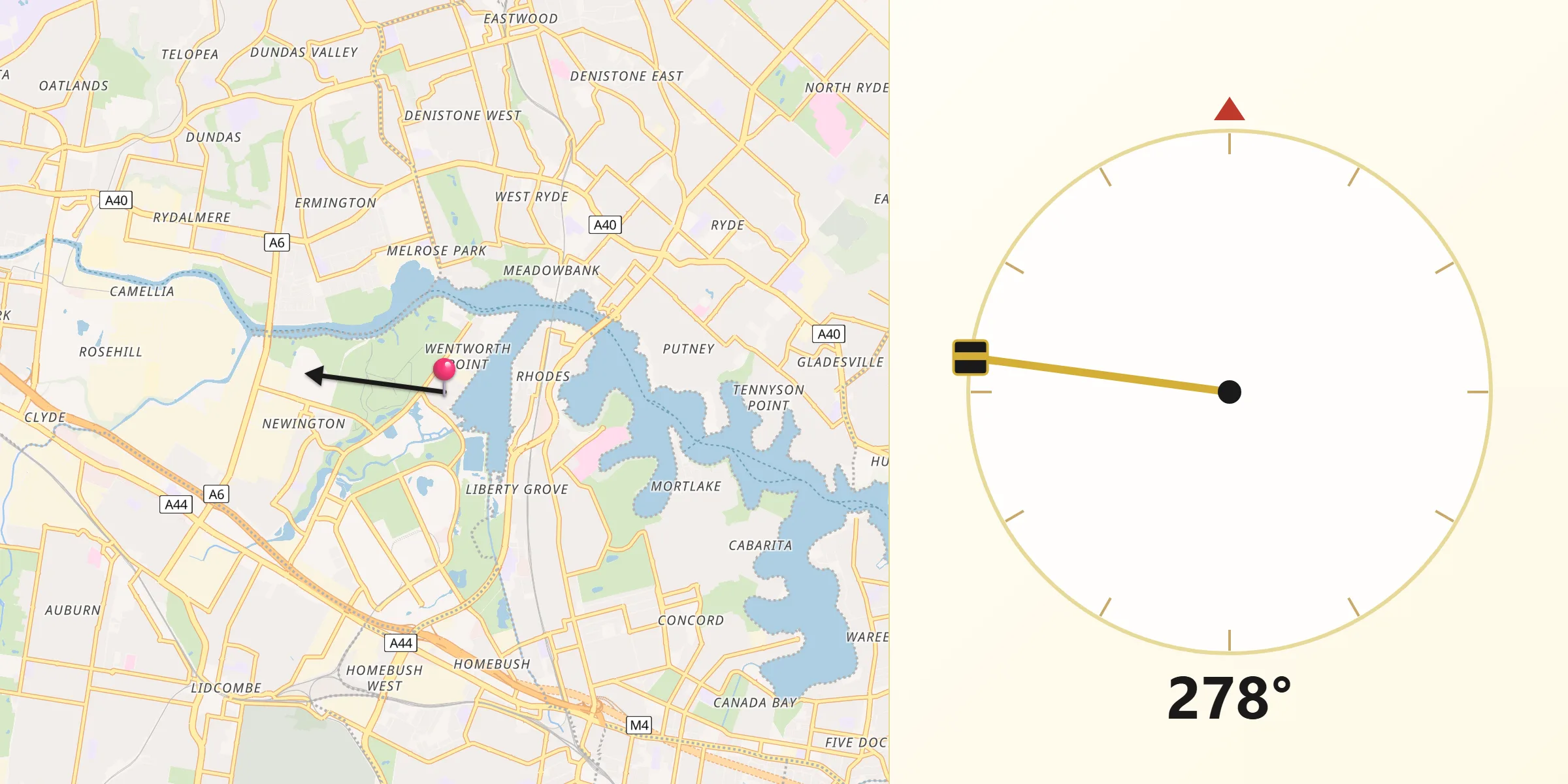 Qibla Direction from Wentworth Point