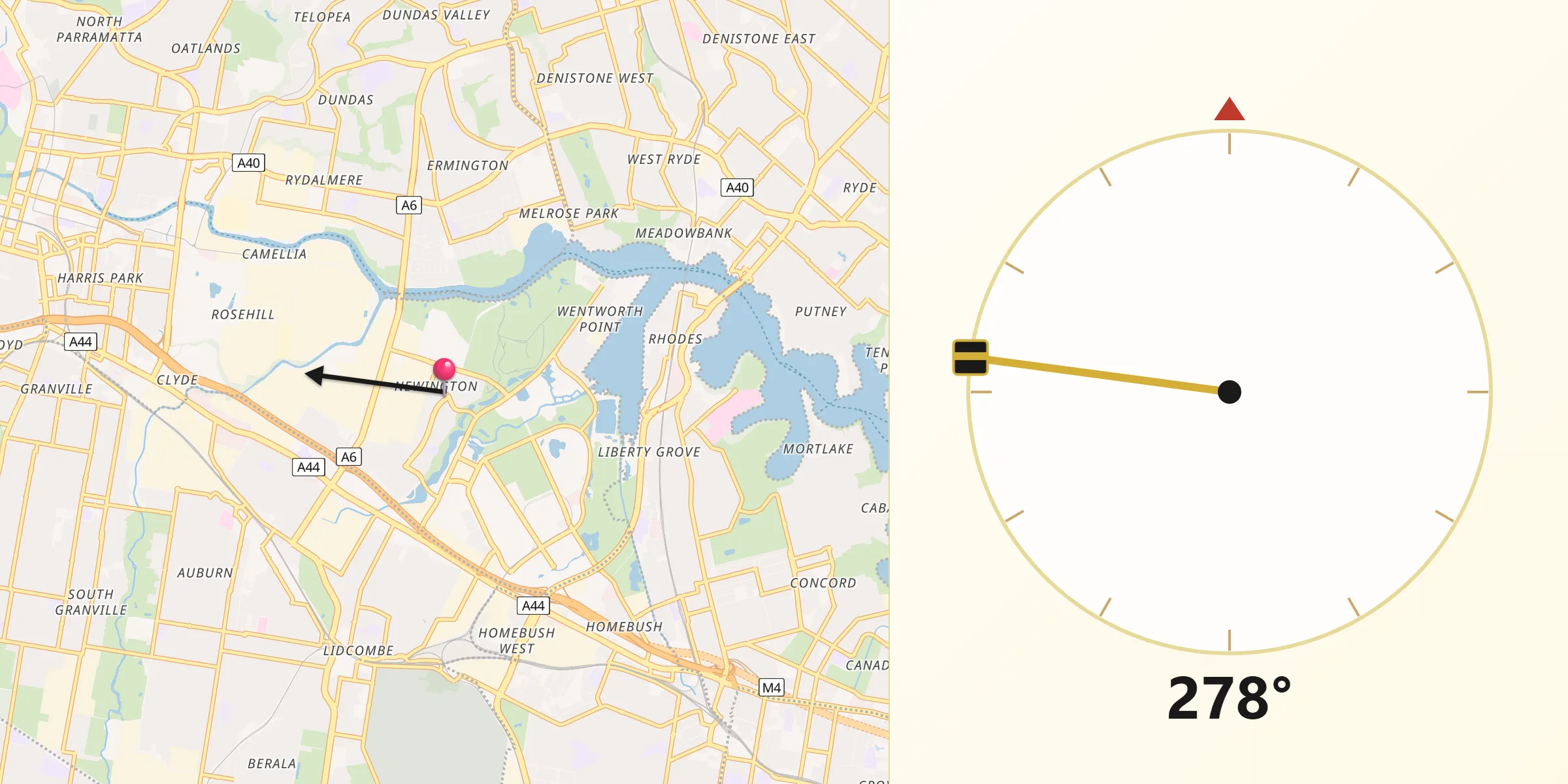 Qibla Direction from Newington