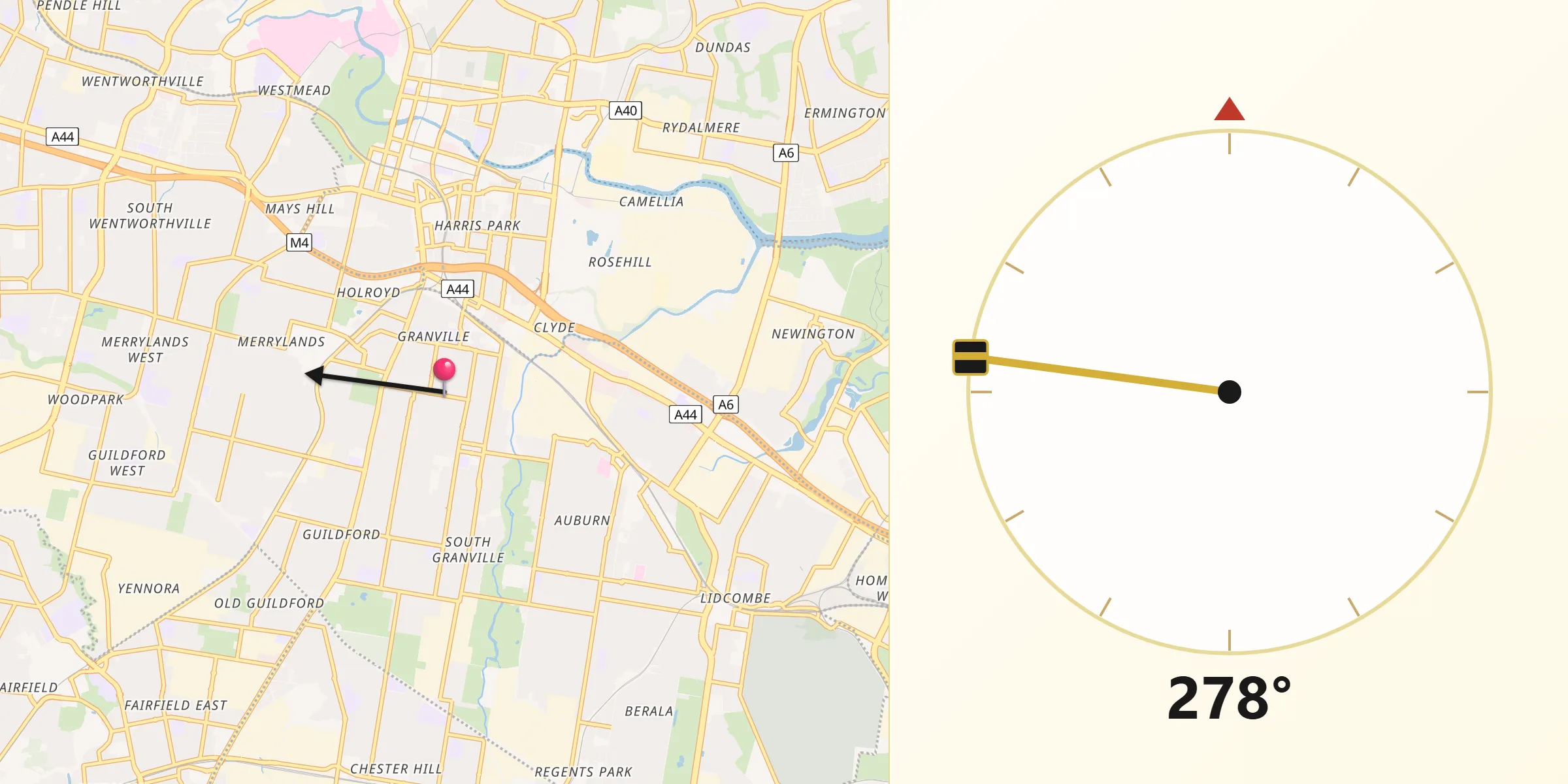 Qibla Direction from Granville