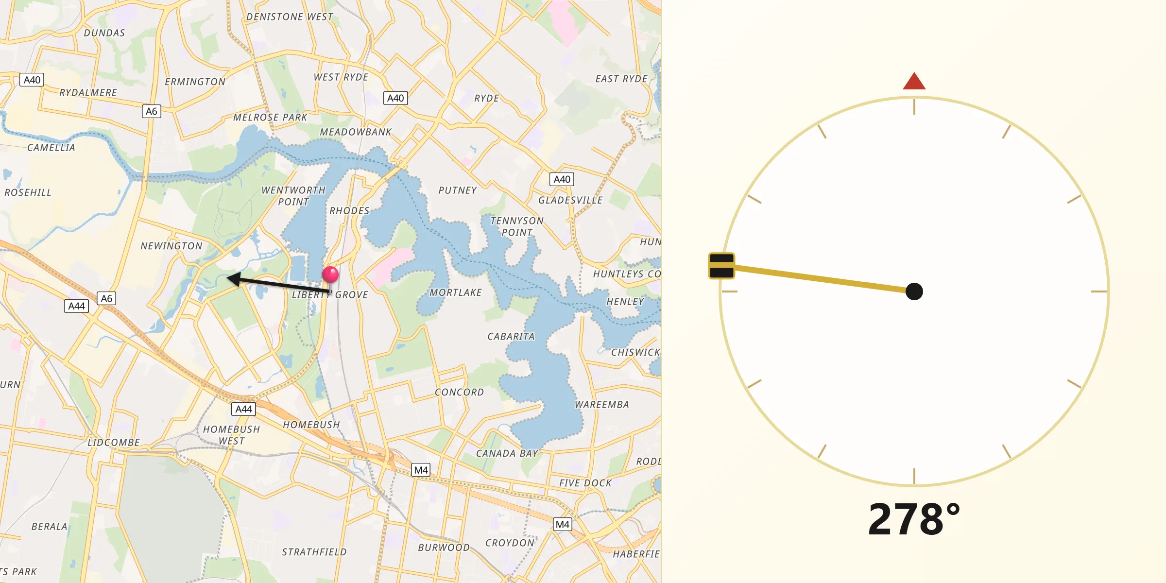 Qibla Direction from Liberty Grove