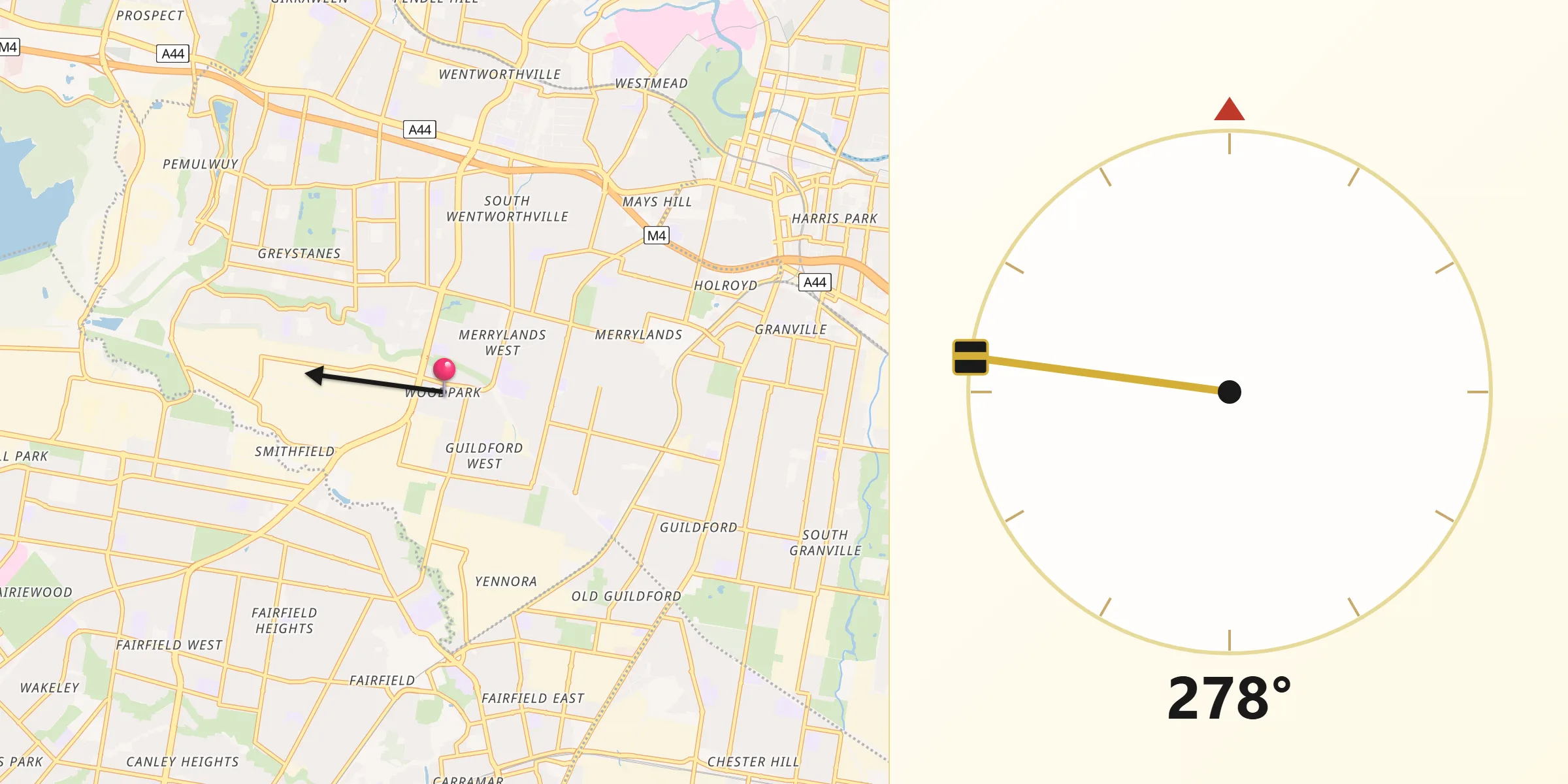 Qibla Direction from Woodpark