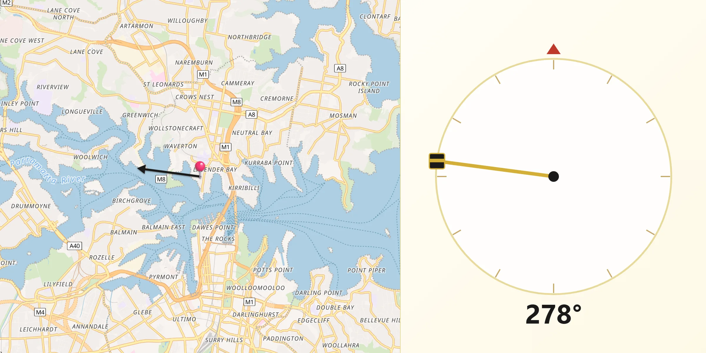 Qibla Direction from McMahons Point