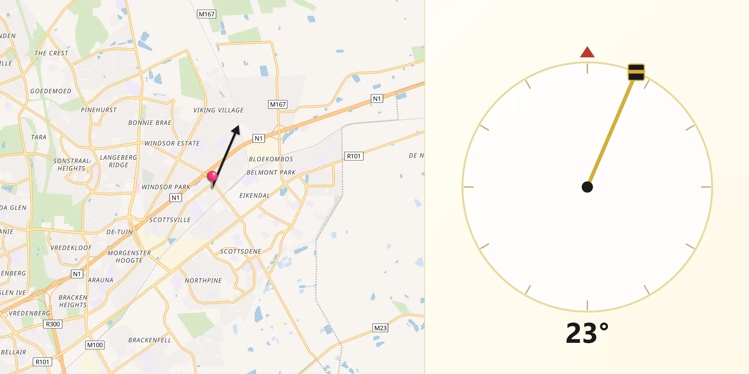 Qibla Direction from Kraaifontein