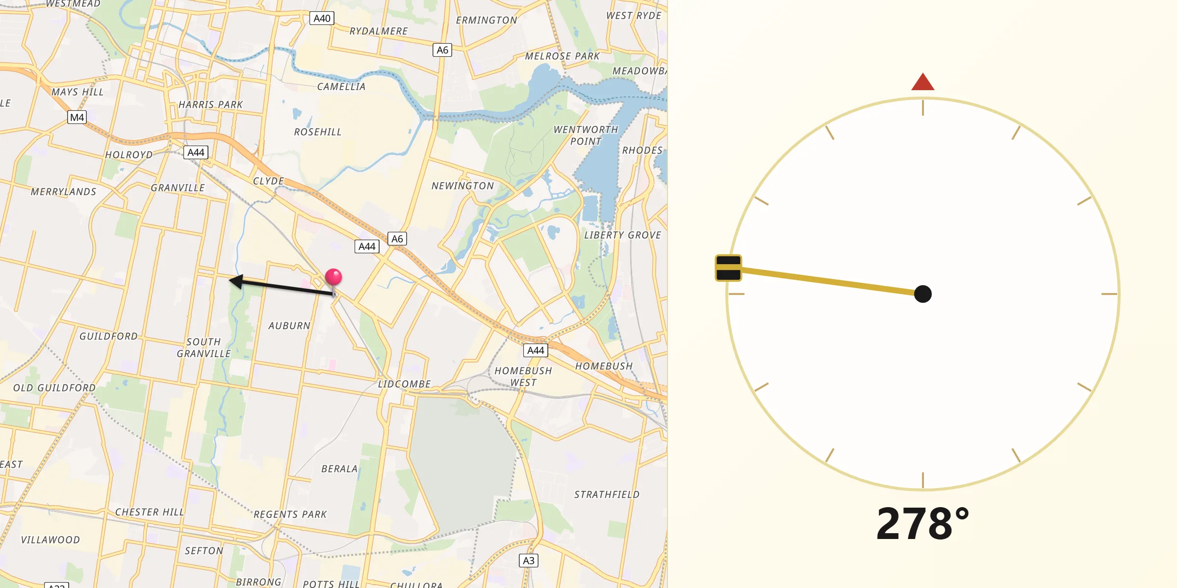 Qibla Direction from Auburn