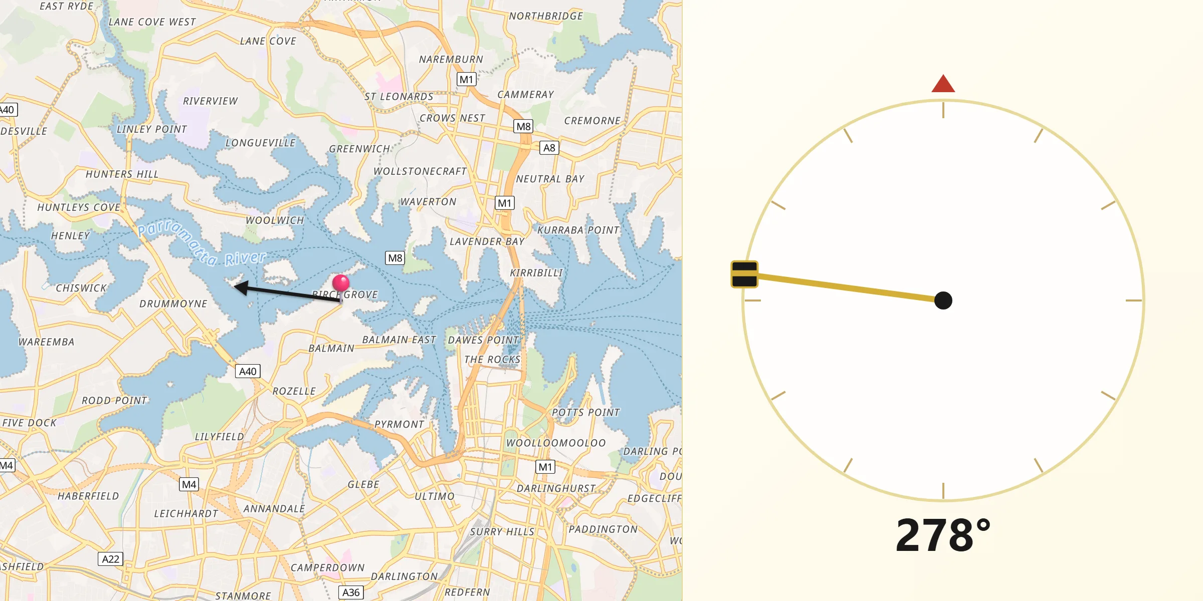 Qibla Direction from Birchgrove