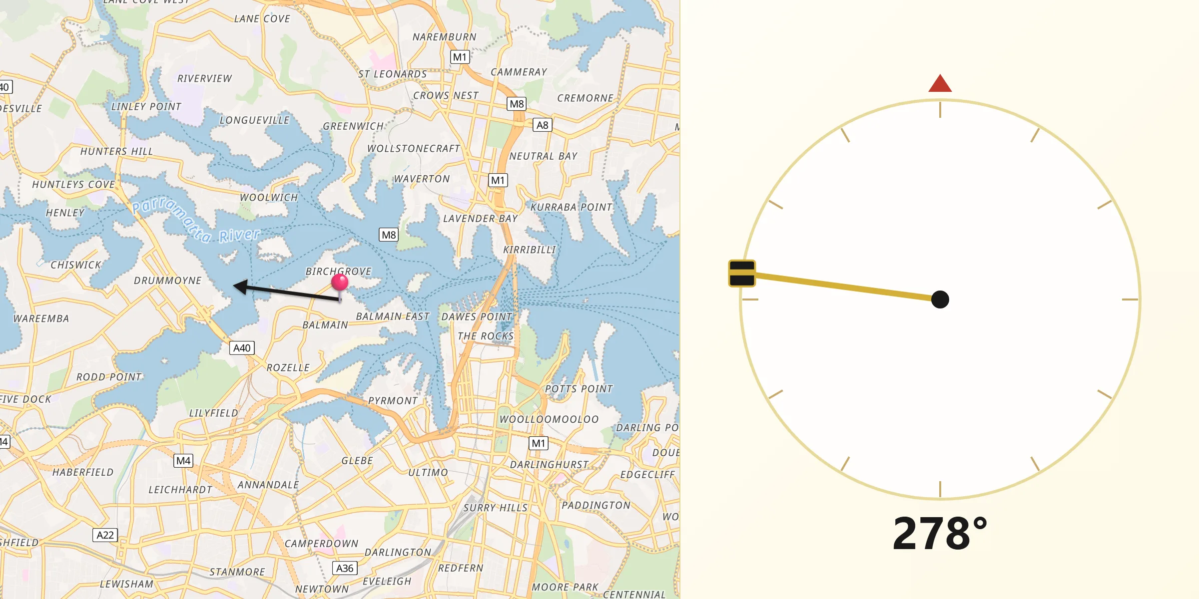 Qibla Direction from Balmain