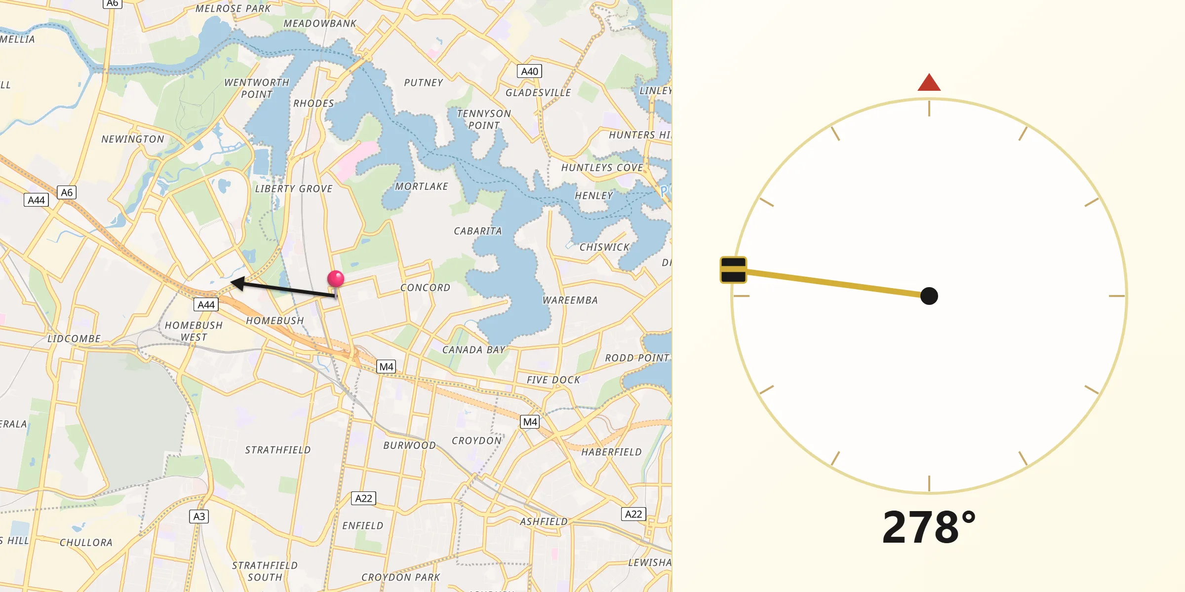 Qibla Direction from North Strathfield