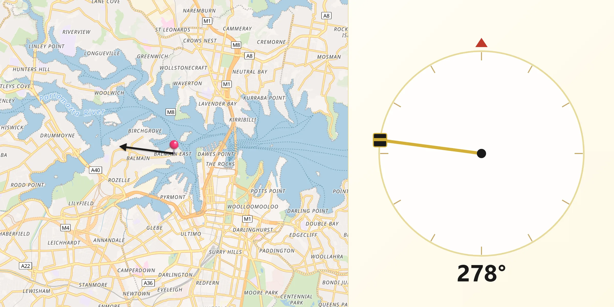 Qibla Direction from Balmain East