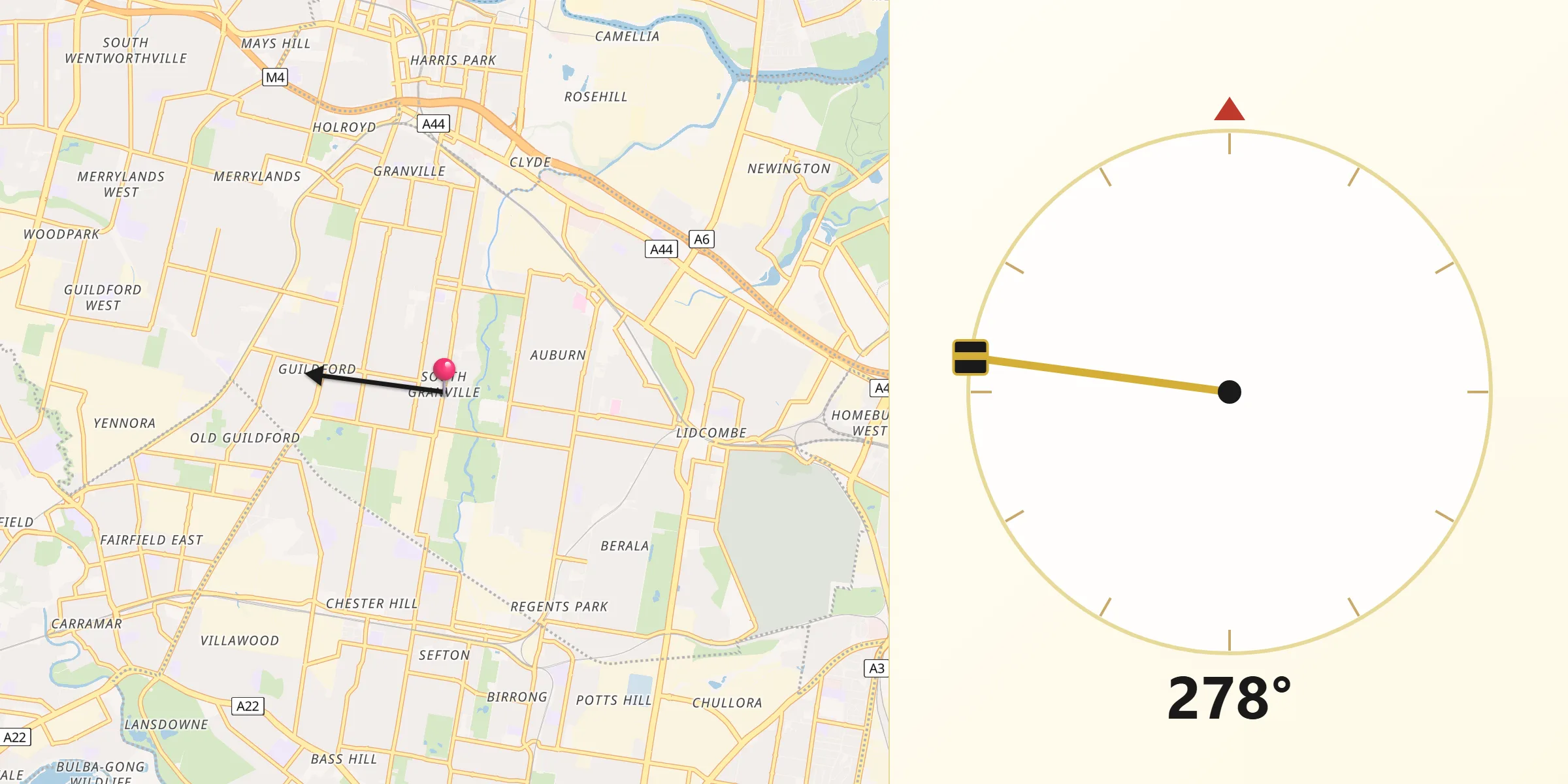 Qibla Direction from South Granville