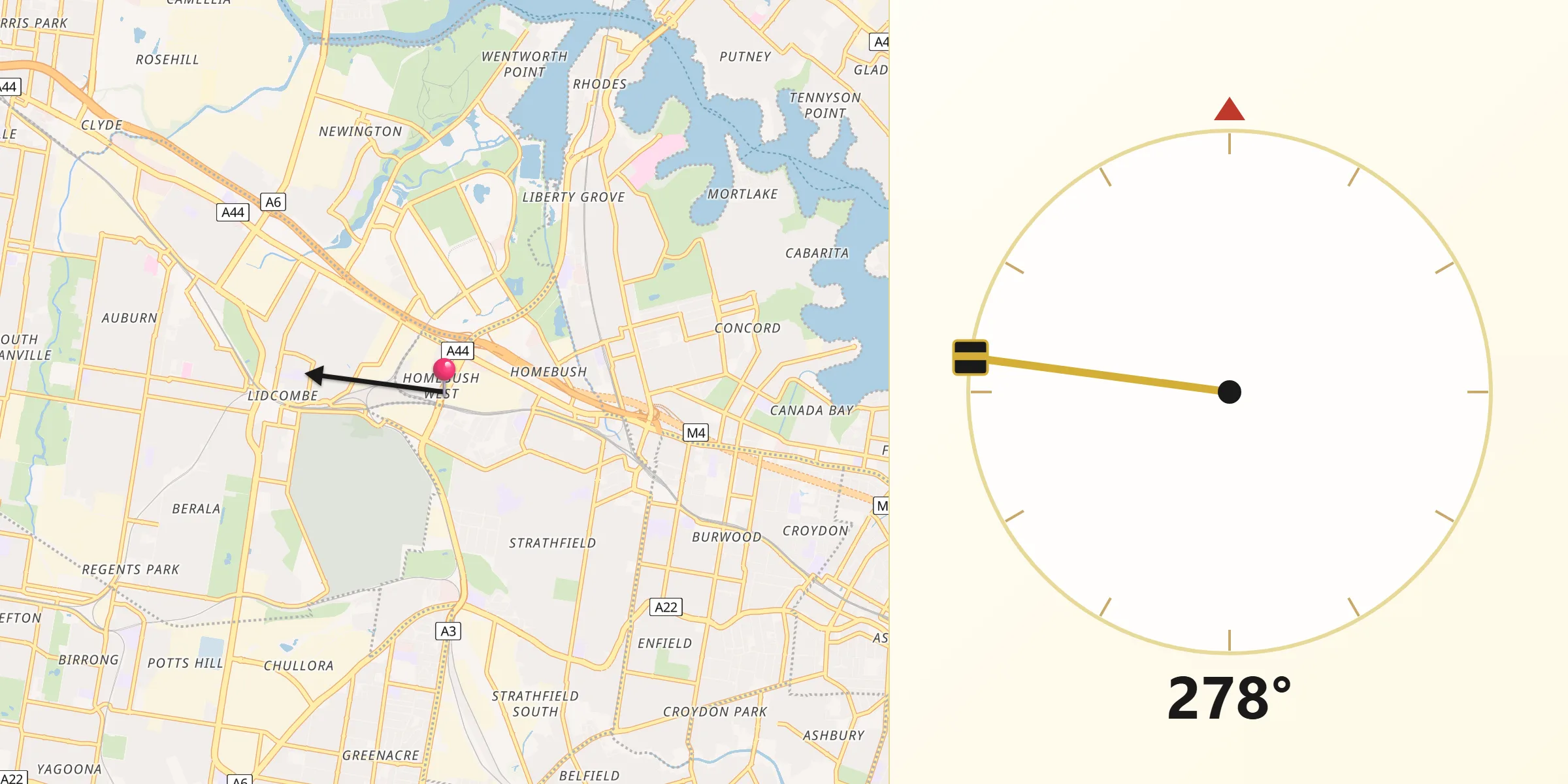 Qibla Direction from Homebush West