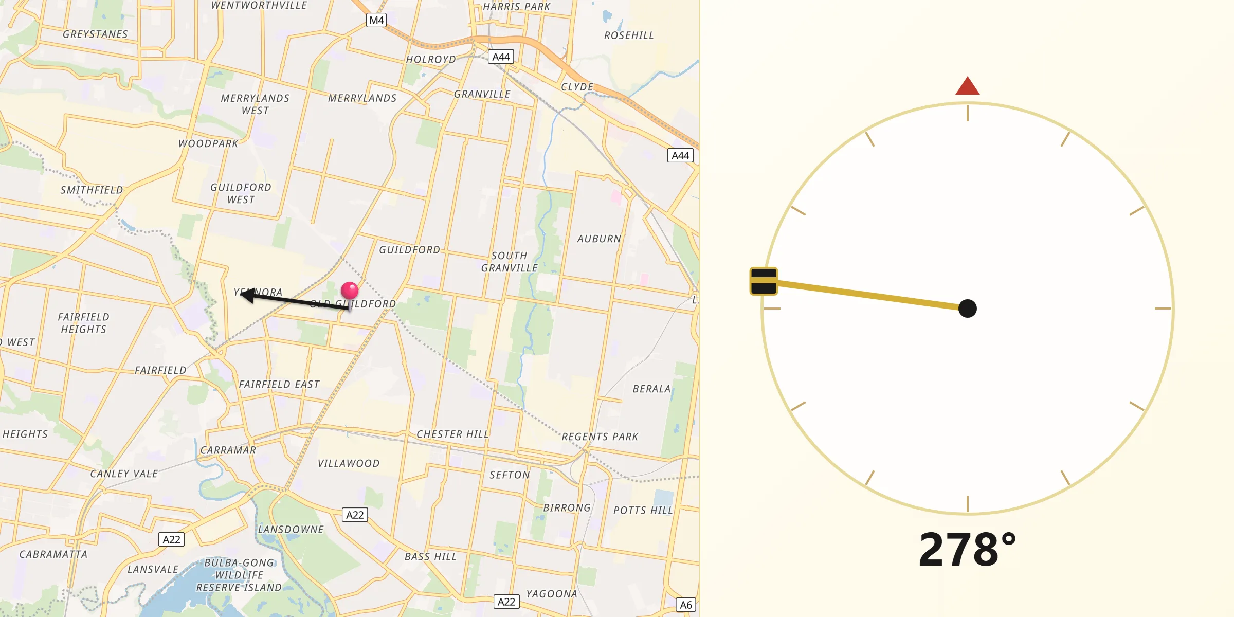 Qibla Direction from Old Guildford