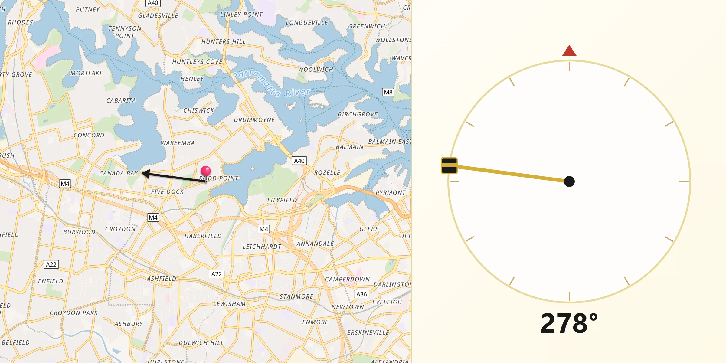 Qibla Direction from Rodd Point