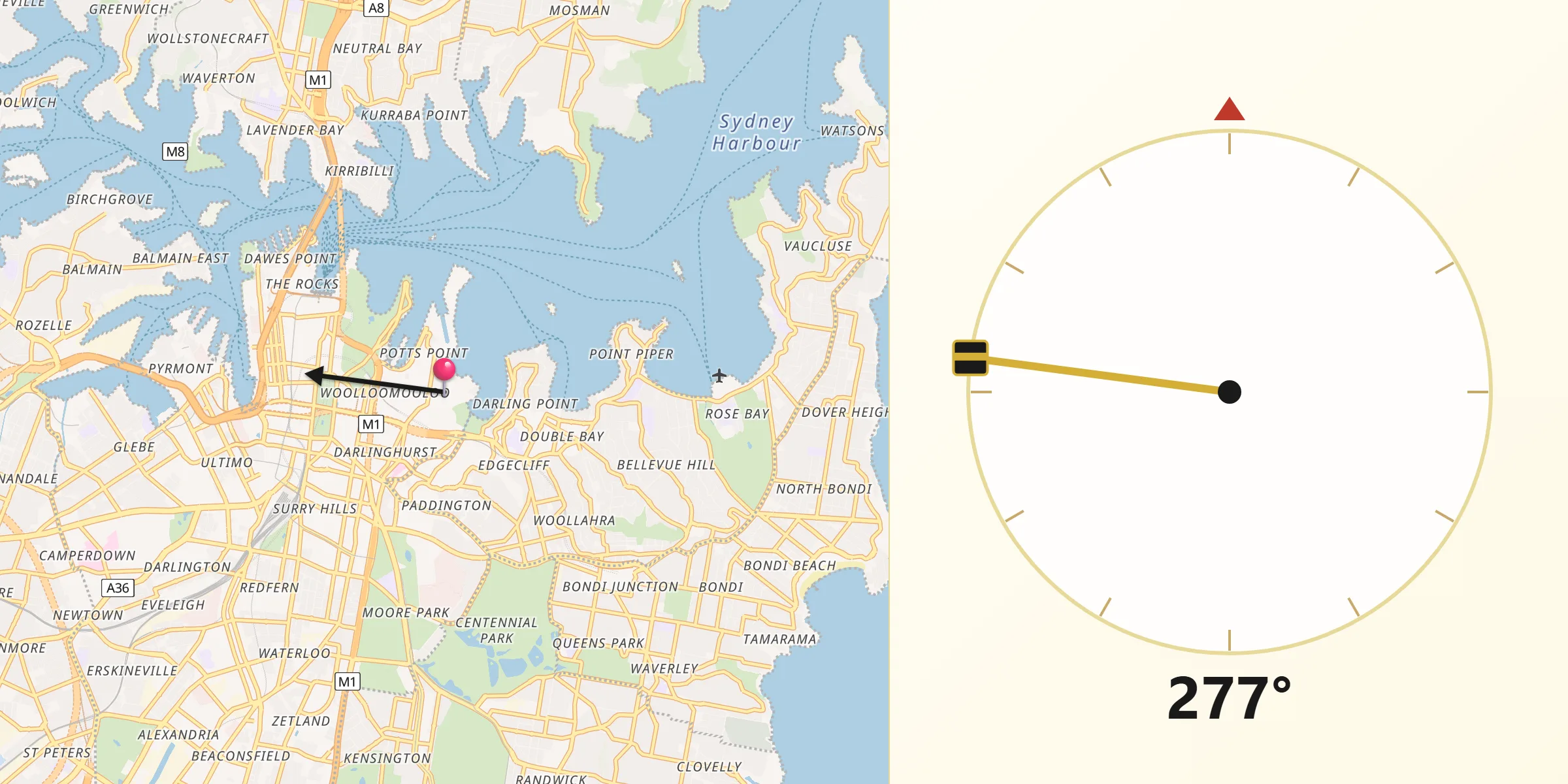 Qibla Direction from Elizabeth Bay