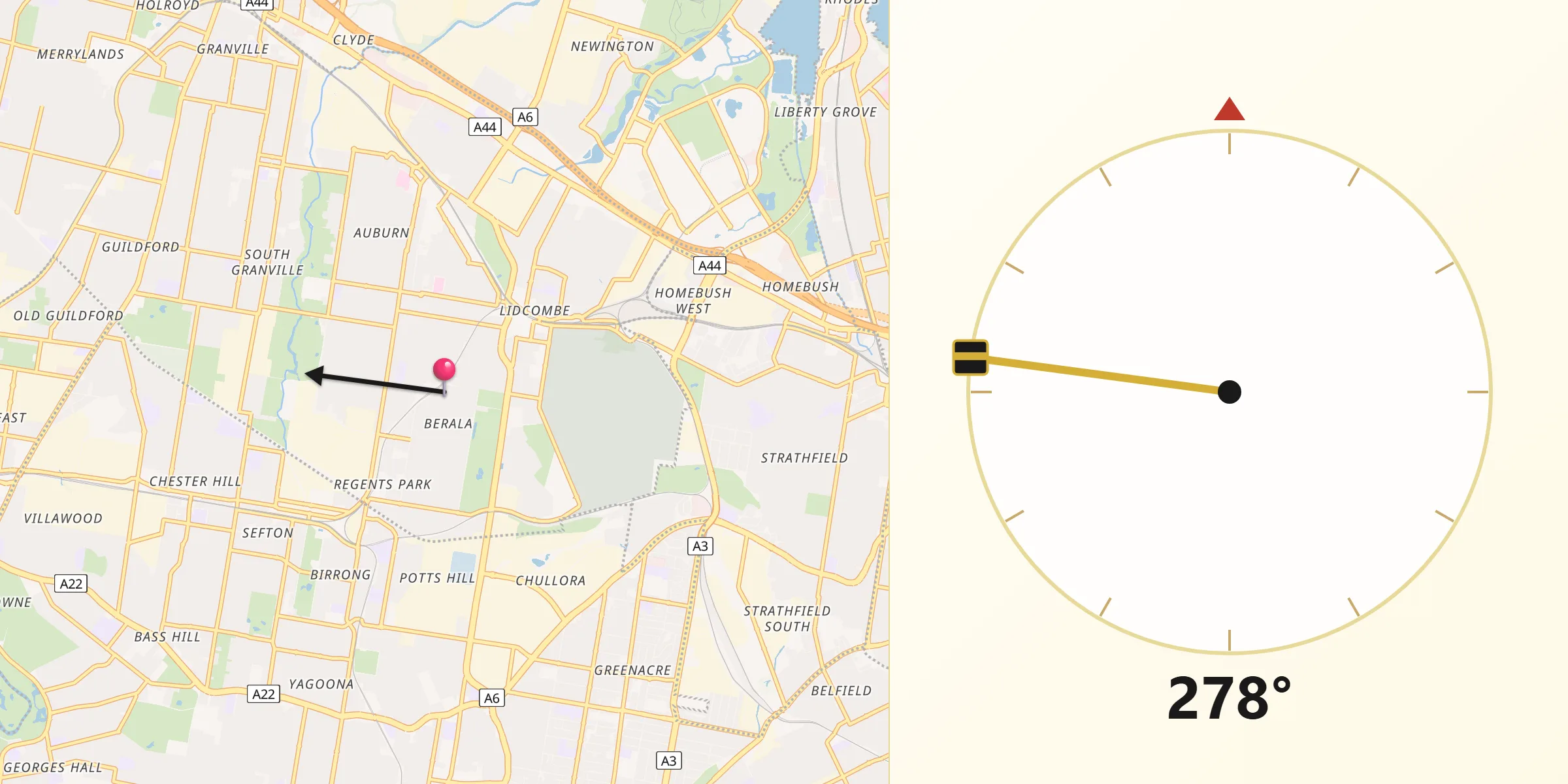 Qibla Direction from Berala