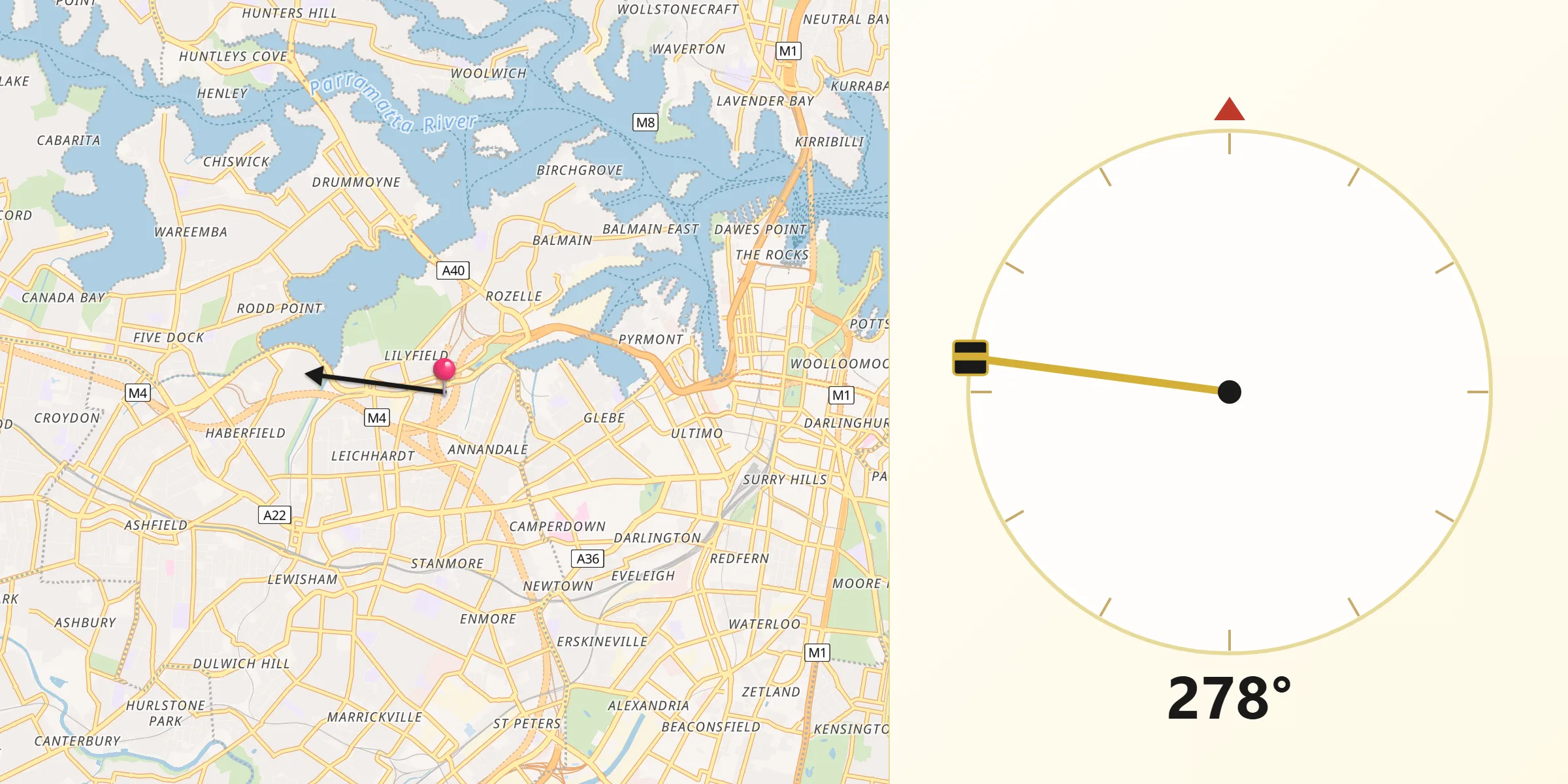 Qibla Direction from Lilyfield