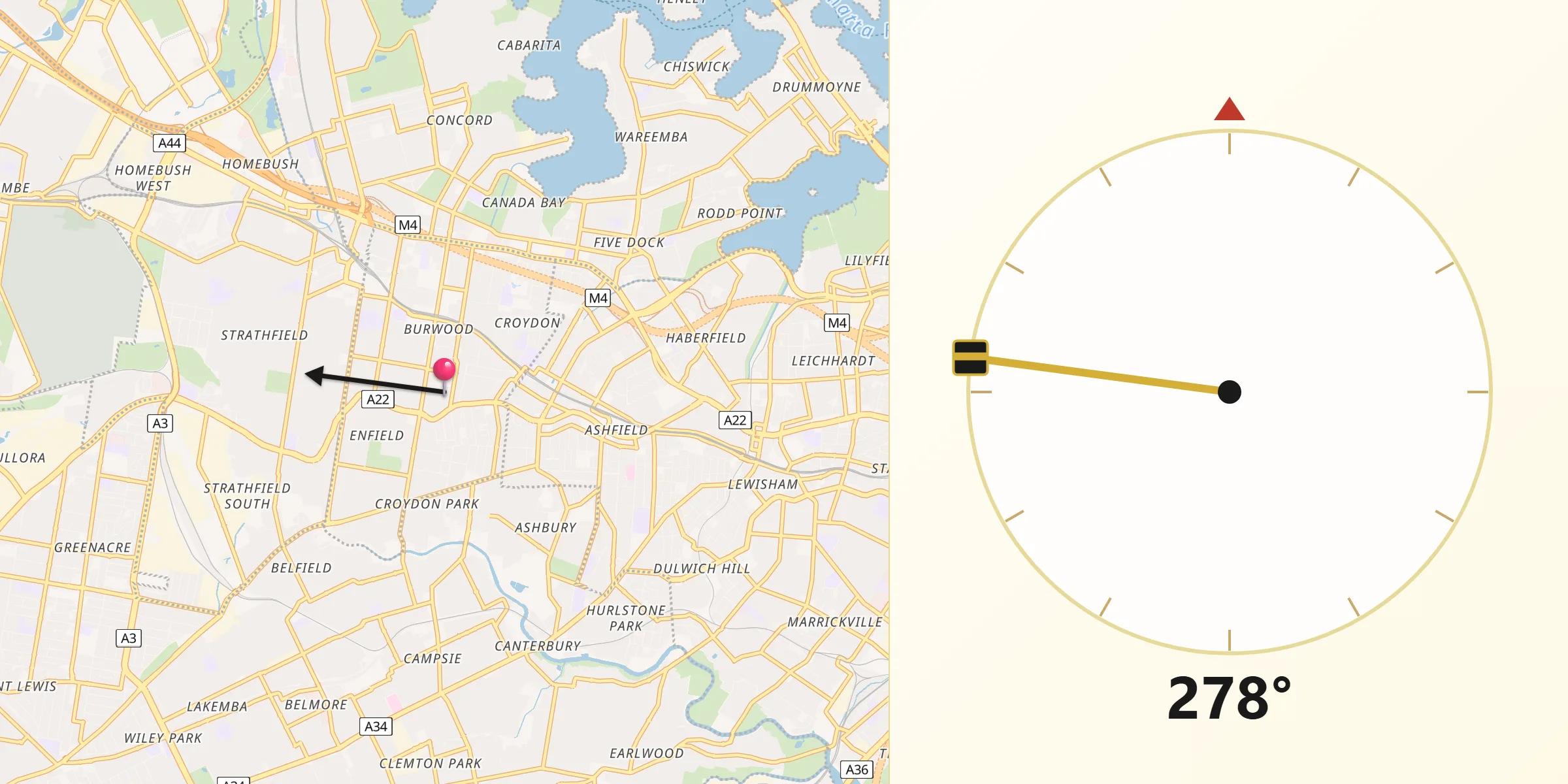 Qibla Direction from Burwood