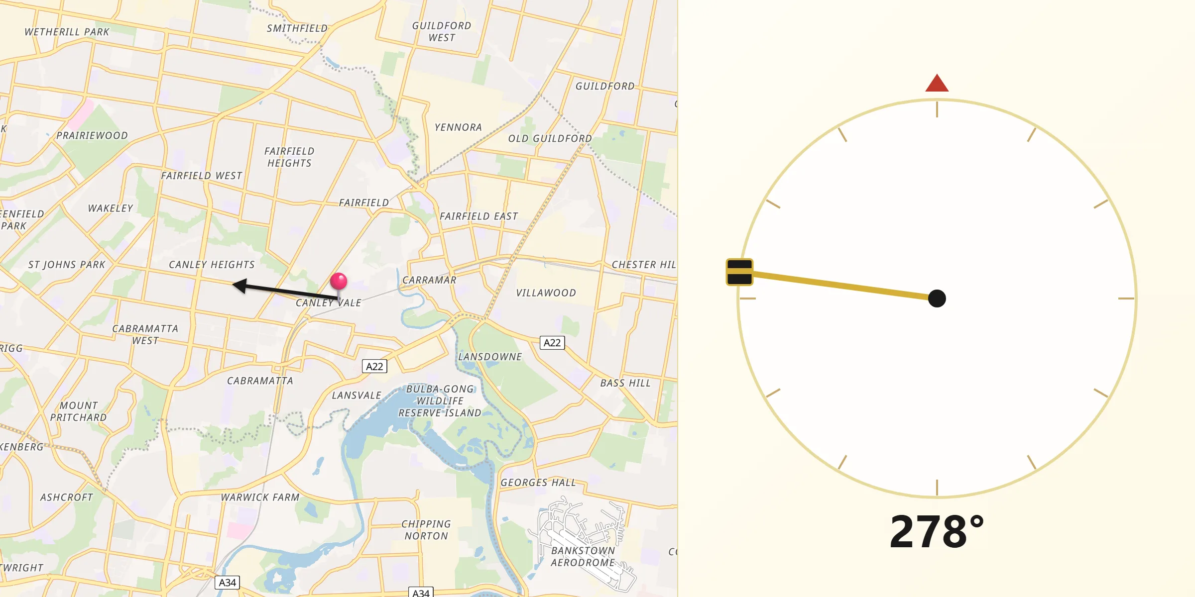 Qibla Direction from Canley Vale