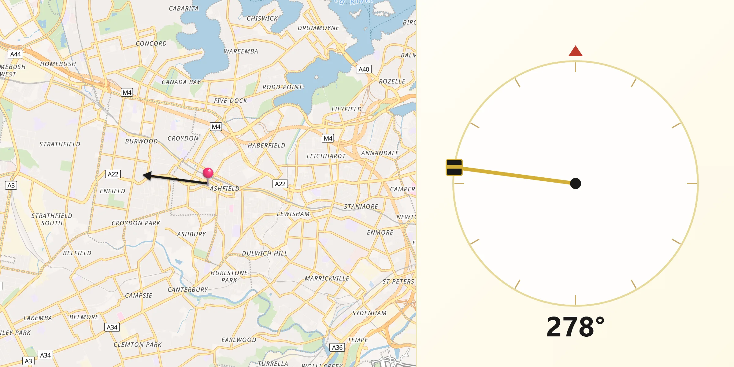 Qibla Direction from Ashfield