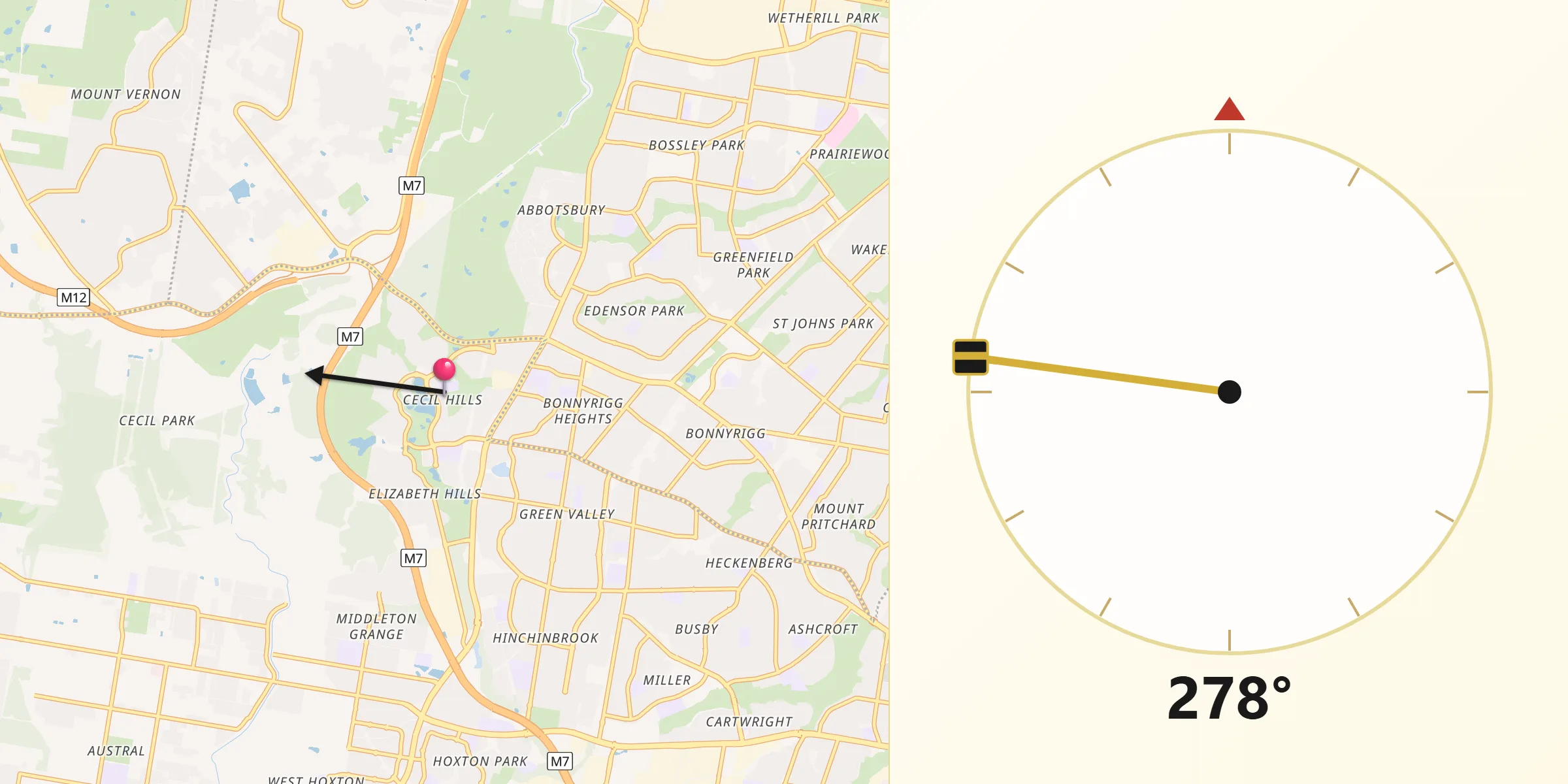 Qibla Direction from Cecil Hills