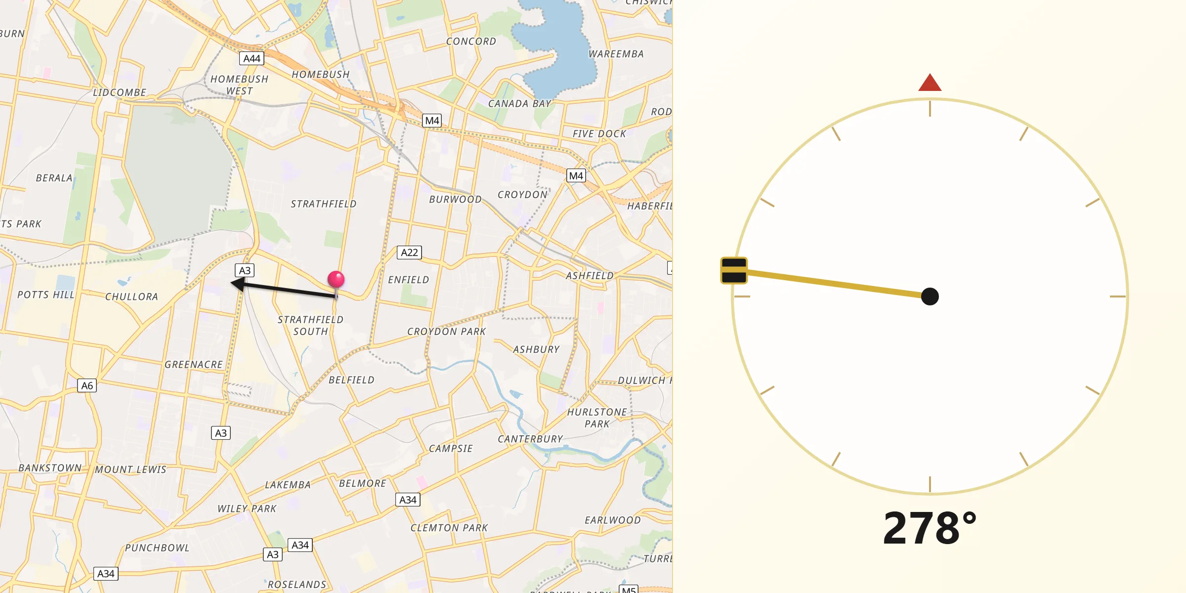 Qibla Direction from Strathfield South