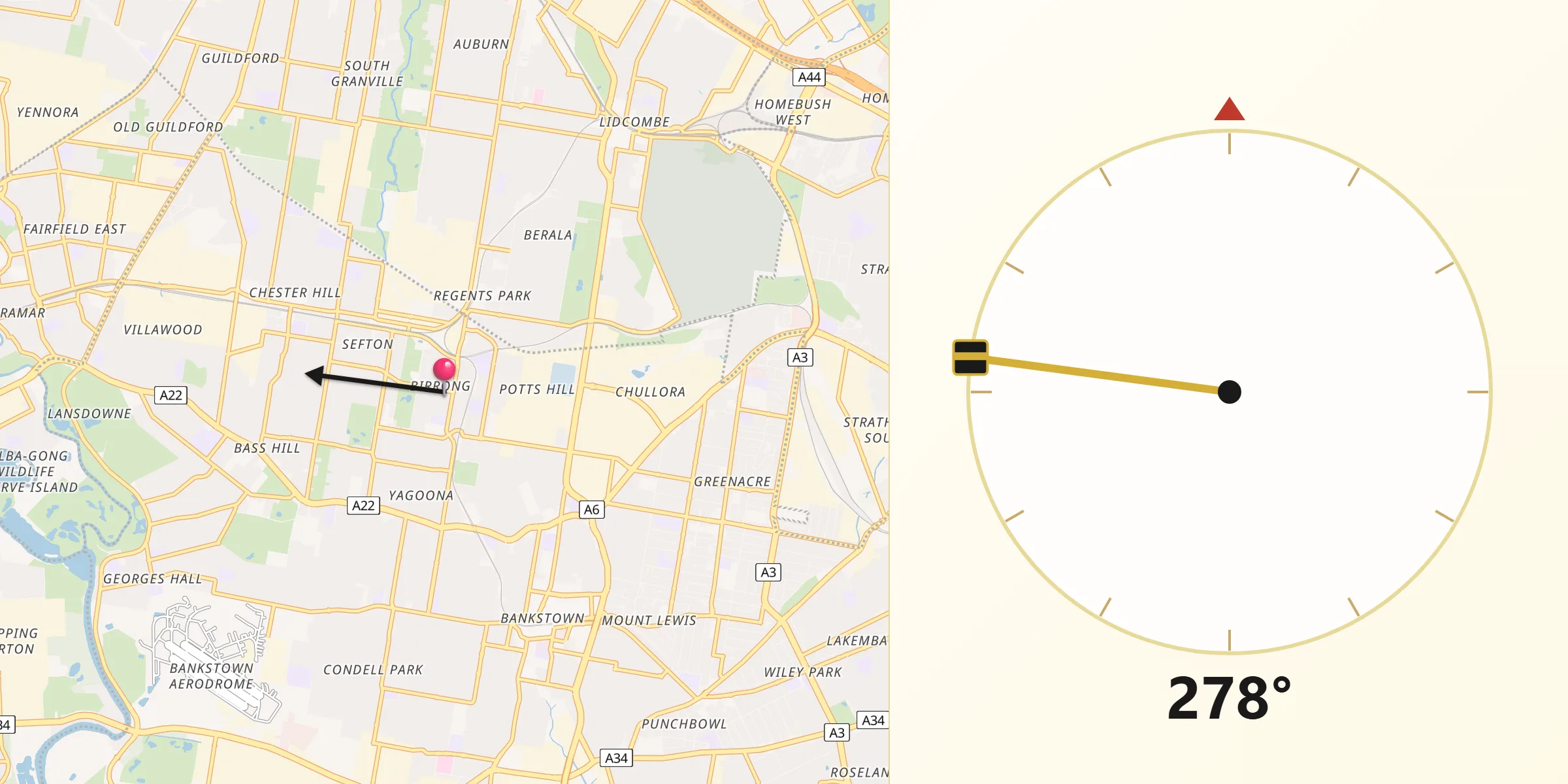 Qibla Direction from Birrong