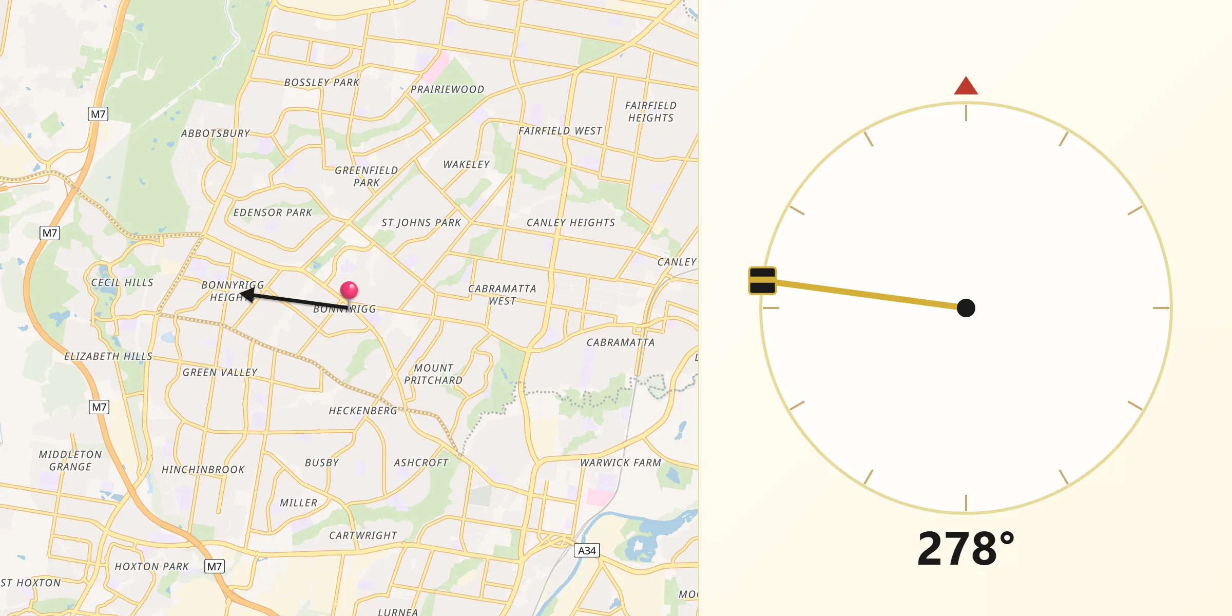 Qibla Direction from Bonnyrigg