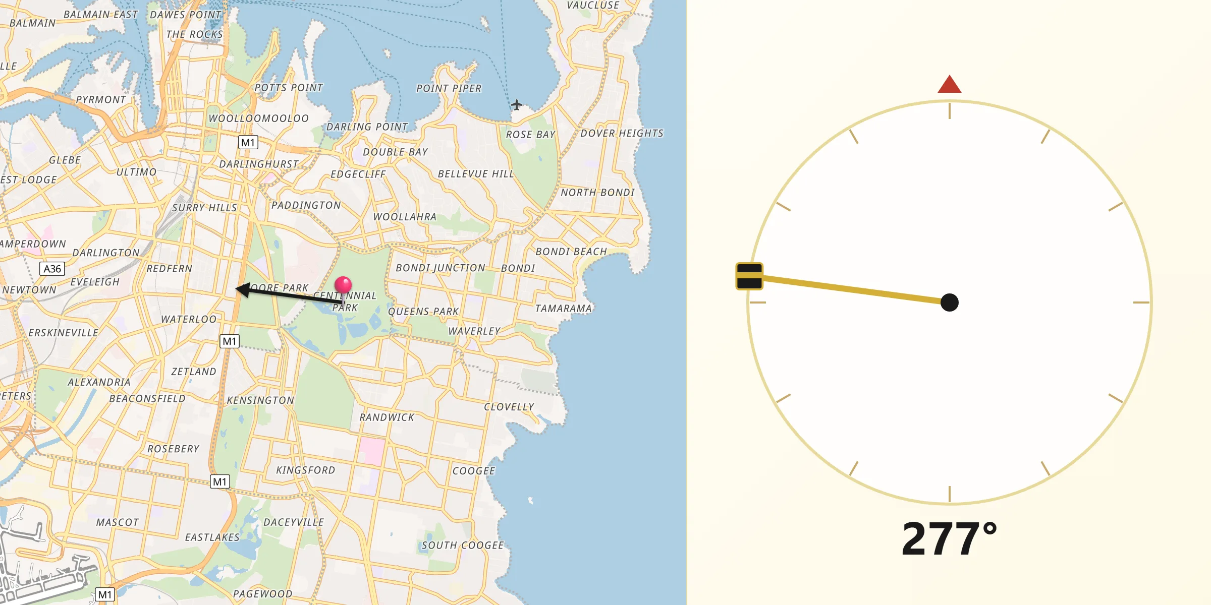 Qibla Direction from Centennial Park
