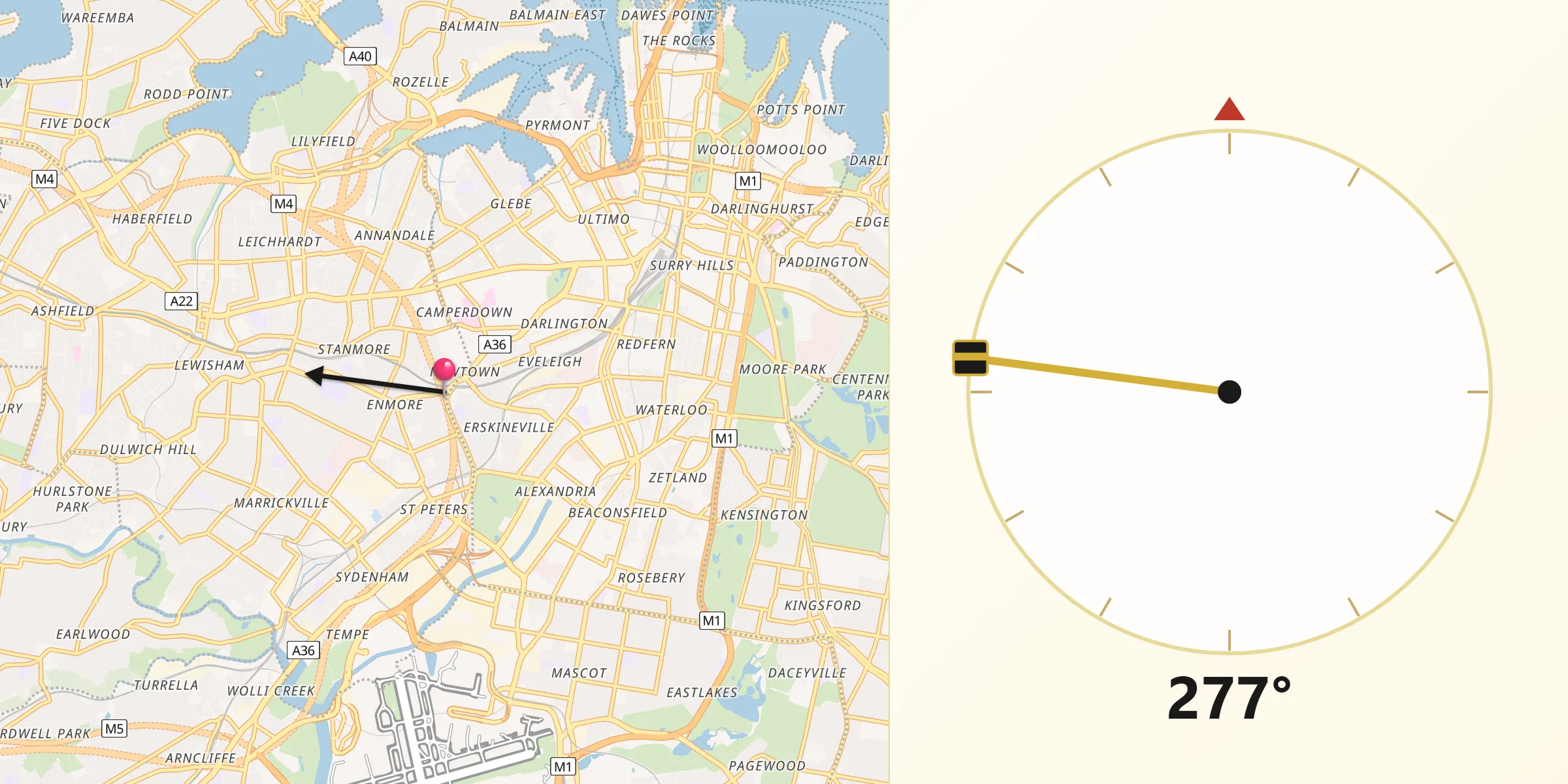 Qibla Direction from Newtown