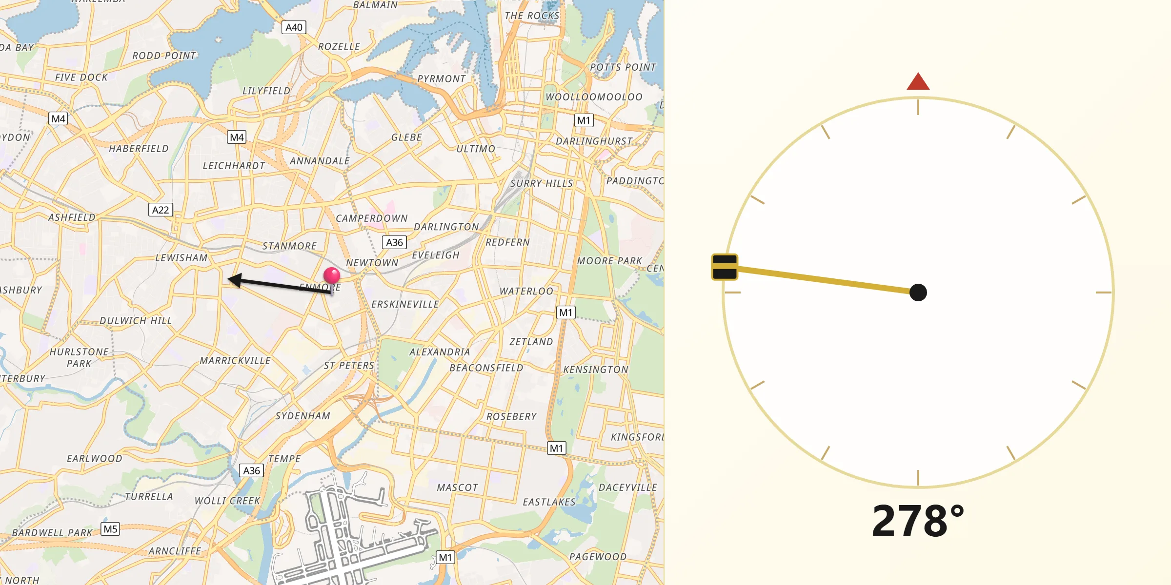 Qibla Direction from Enmore