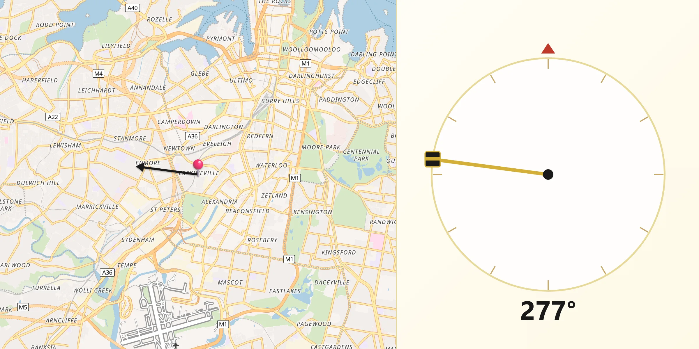 Qibla Direction from Erskineville