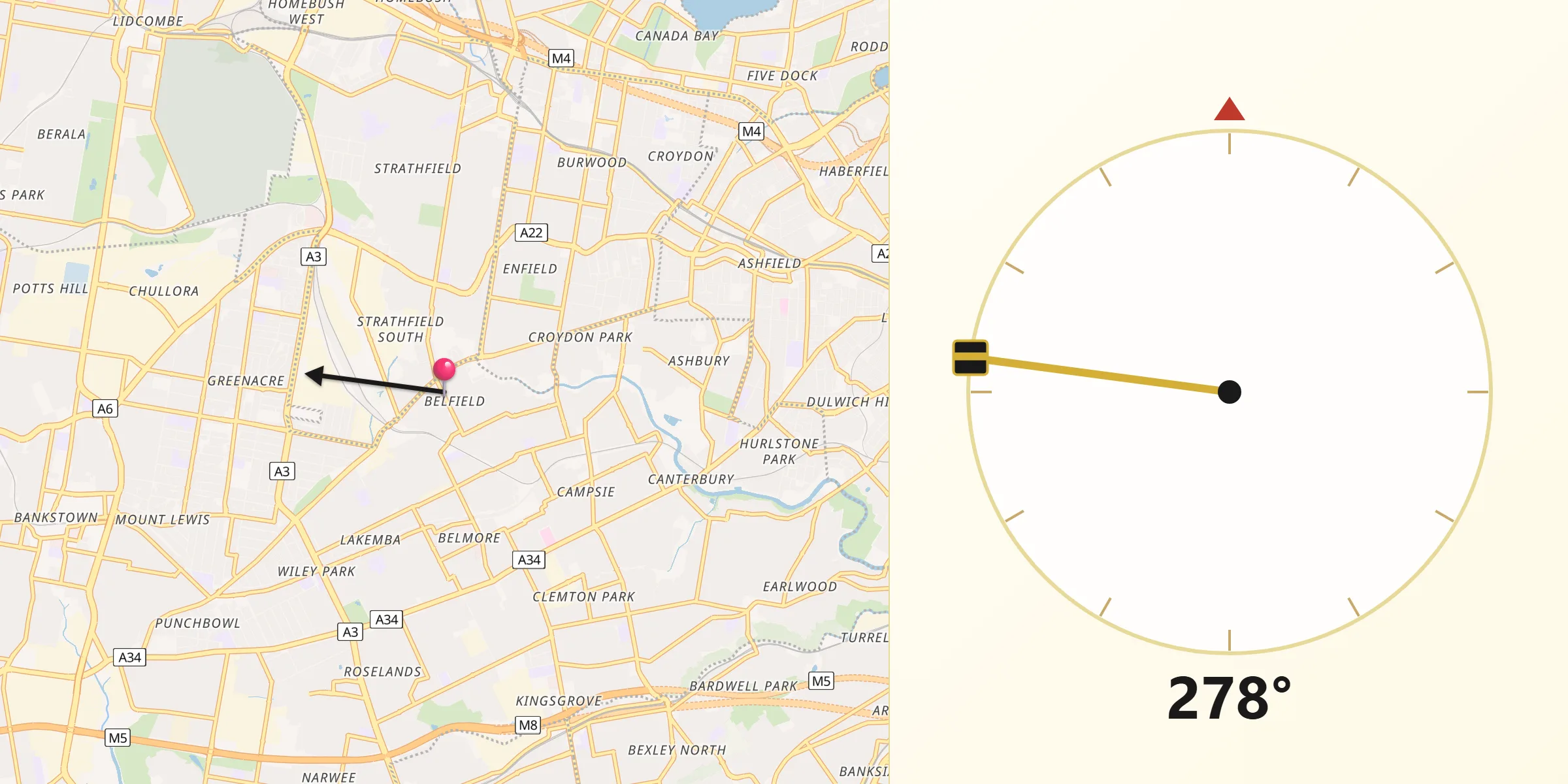 Qibla Direction from Belfield